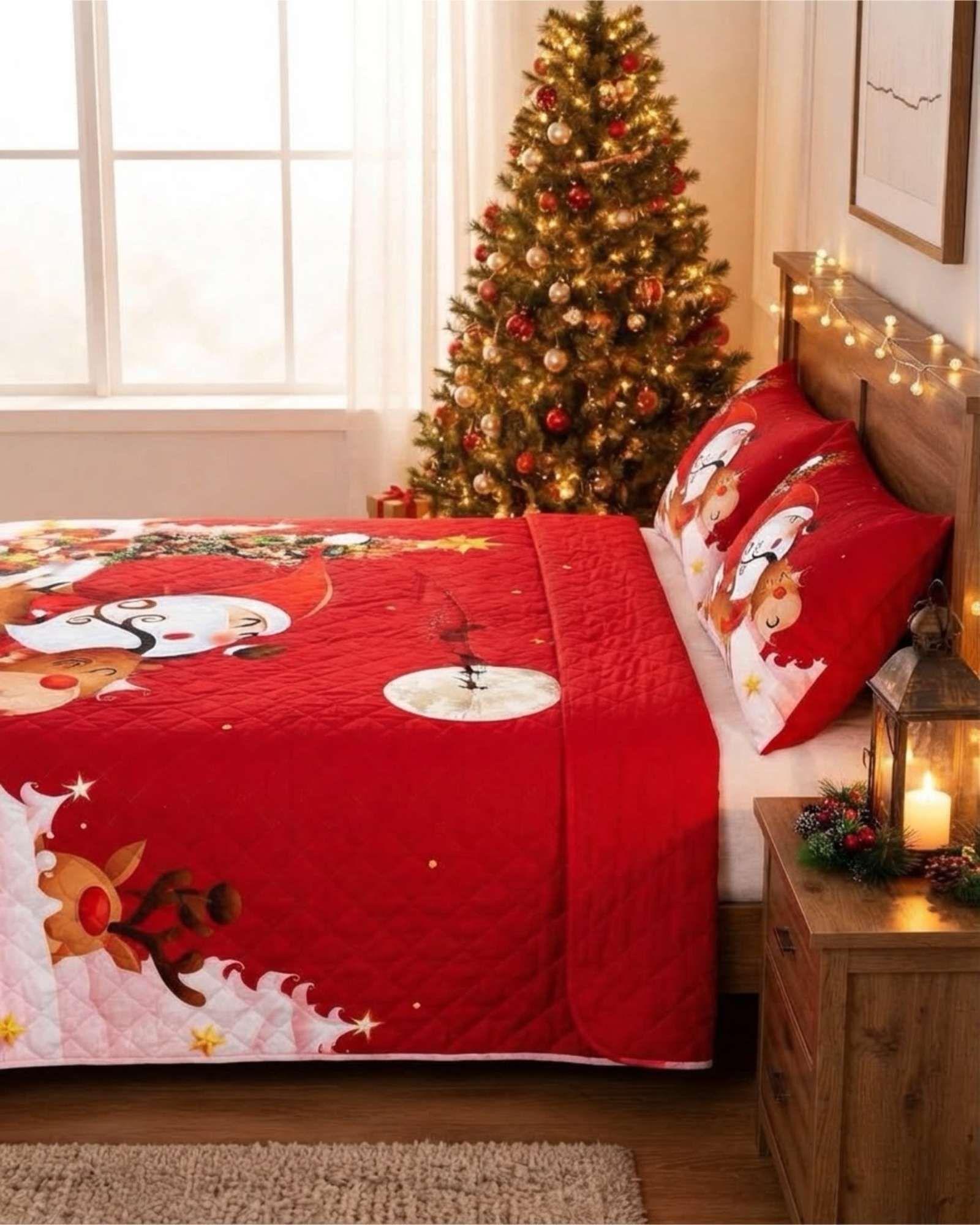 Cubrecama Quilt Navideño 2 Plazas con Diseño  A4-3