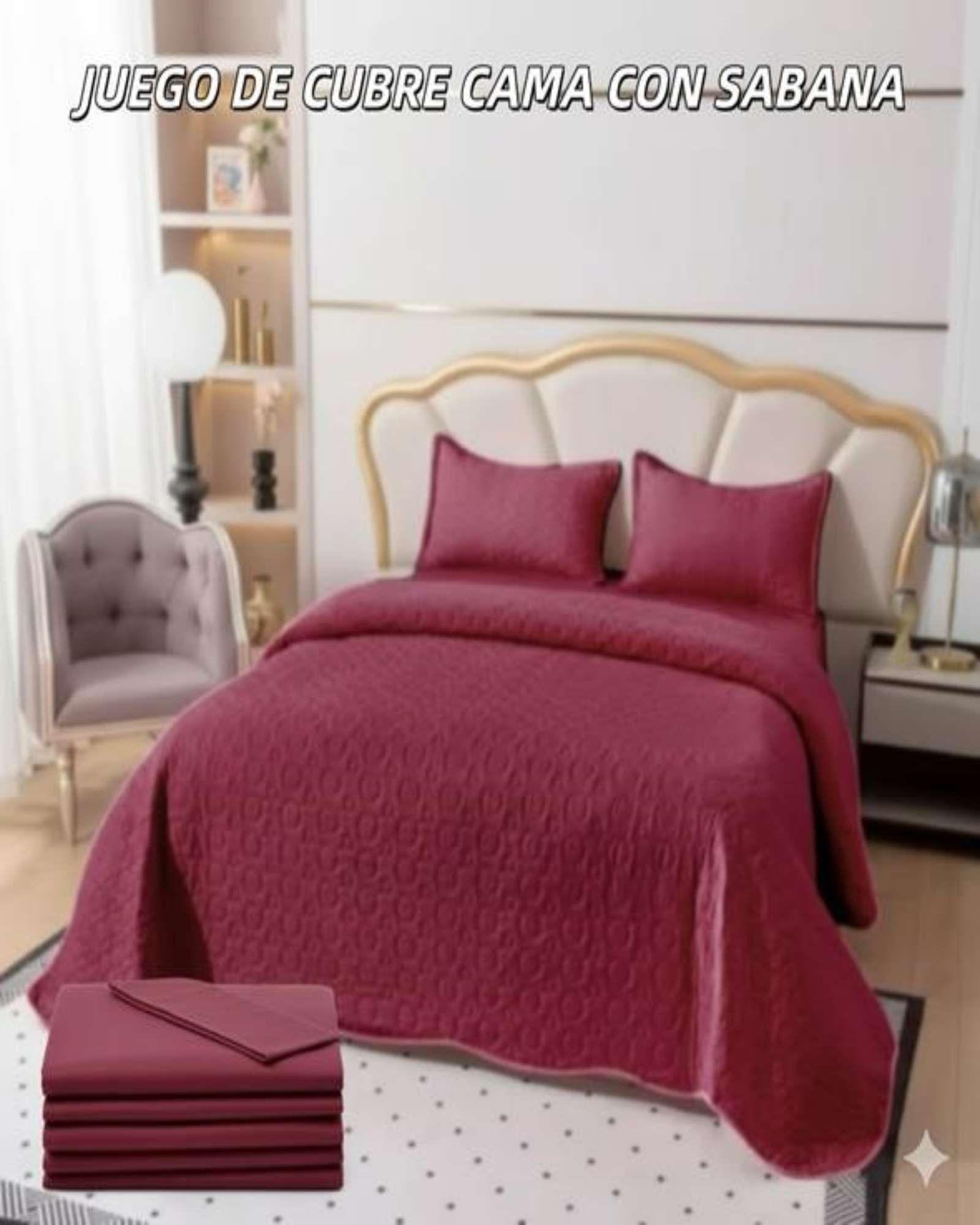 SABANA CON CUBRECAMA DE VERANO 2 PLAZAS + 2 ALMOHADAS s33-3