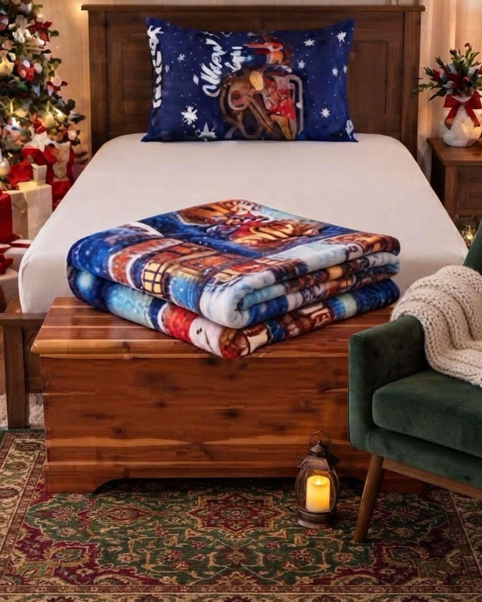 Cubrecama Quilt Navideño Plaza Y Media Mas Funda C1-1