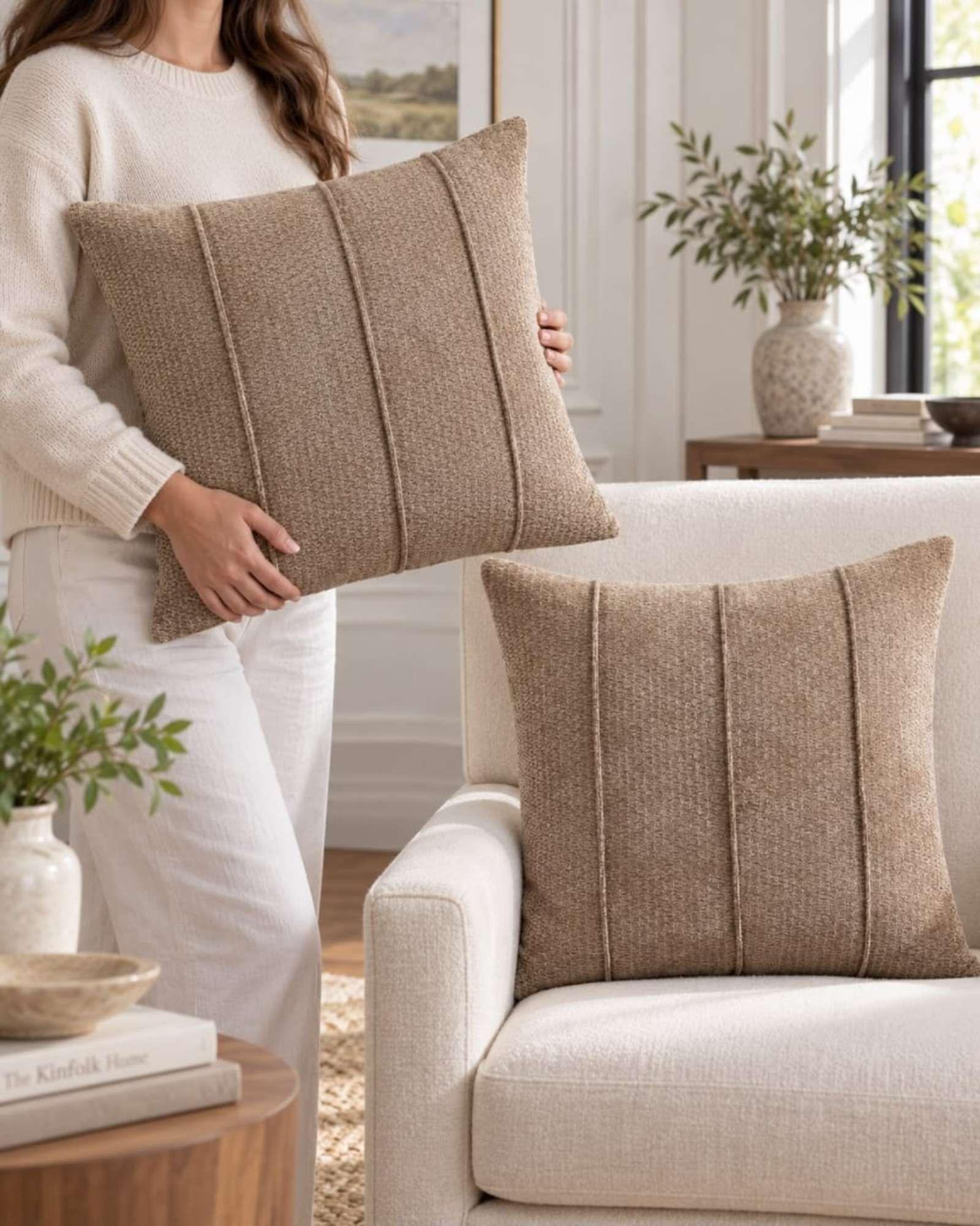 Pack 4 Fundas para Cojín Decorativas texturizado Líneas Verticales 09-3