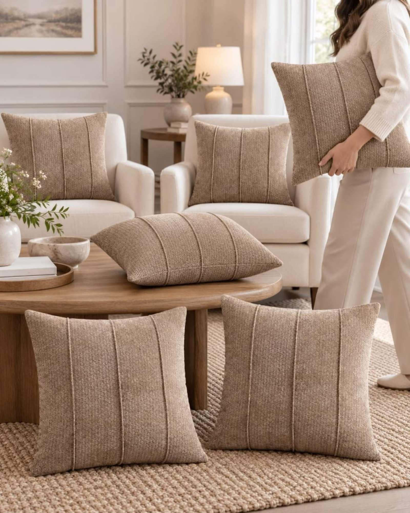 Pack 4 Fundas para Cojín Decorativas texturizado Líneas Verticales 09-5