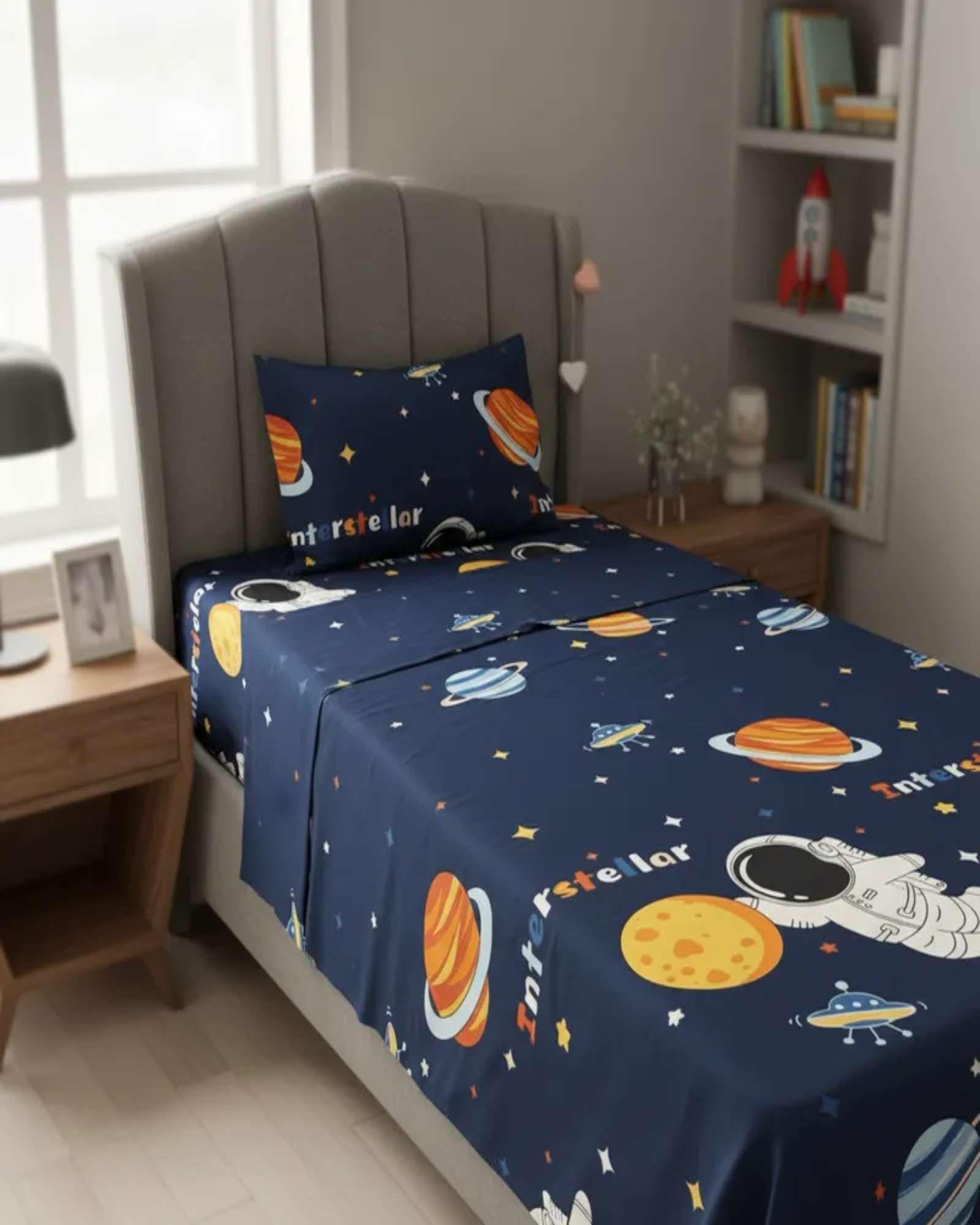 Juego de Sábanas Diseño infantil plaza y media Astronauta-0