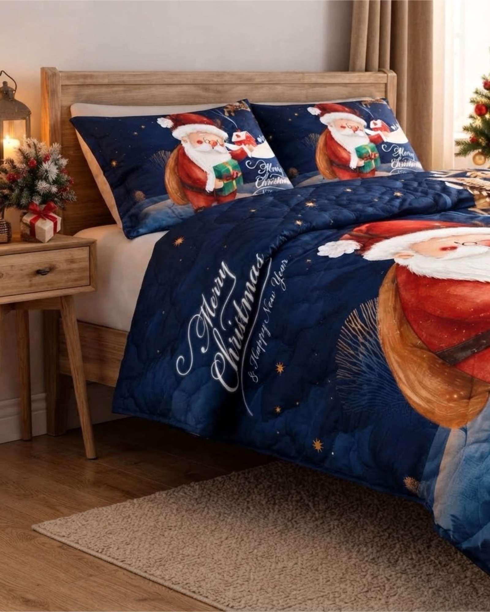 Cubrecama Quilt Navideño 2 Plazas con Diseño  A8-0