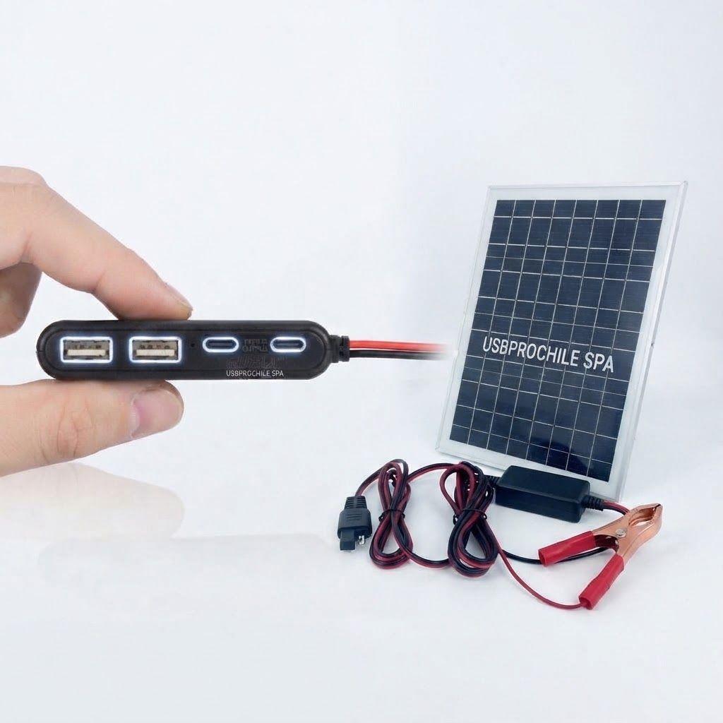 Panel Solar Portatil GD 030WP 30W con Kit Multicargador USB y Pinzas-7