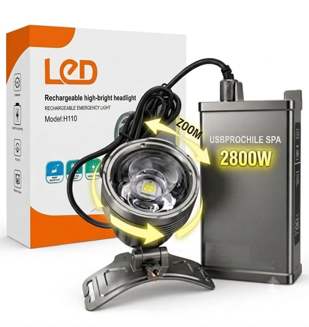 Foco Minero Caza 2800w Potente Recargable Largo Alcance Zoom-3