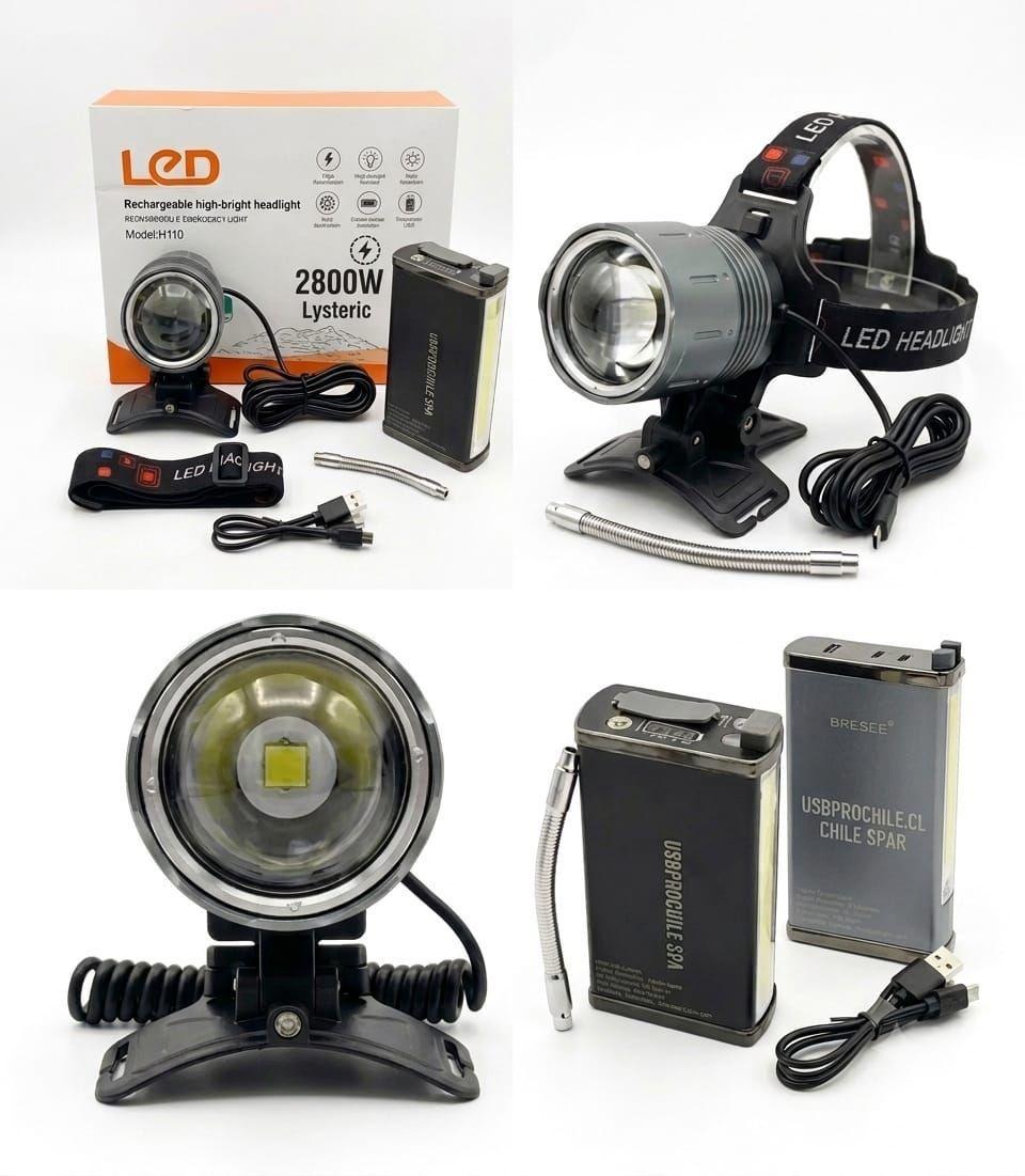 Foco Minero Caza 2800w Potente Recargable Largo Alcance Zoom-4