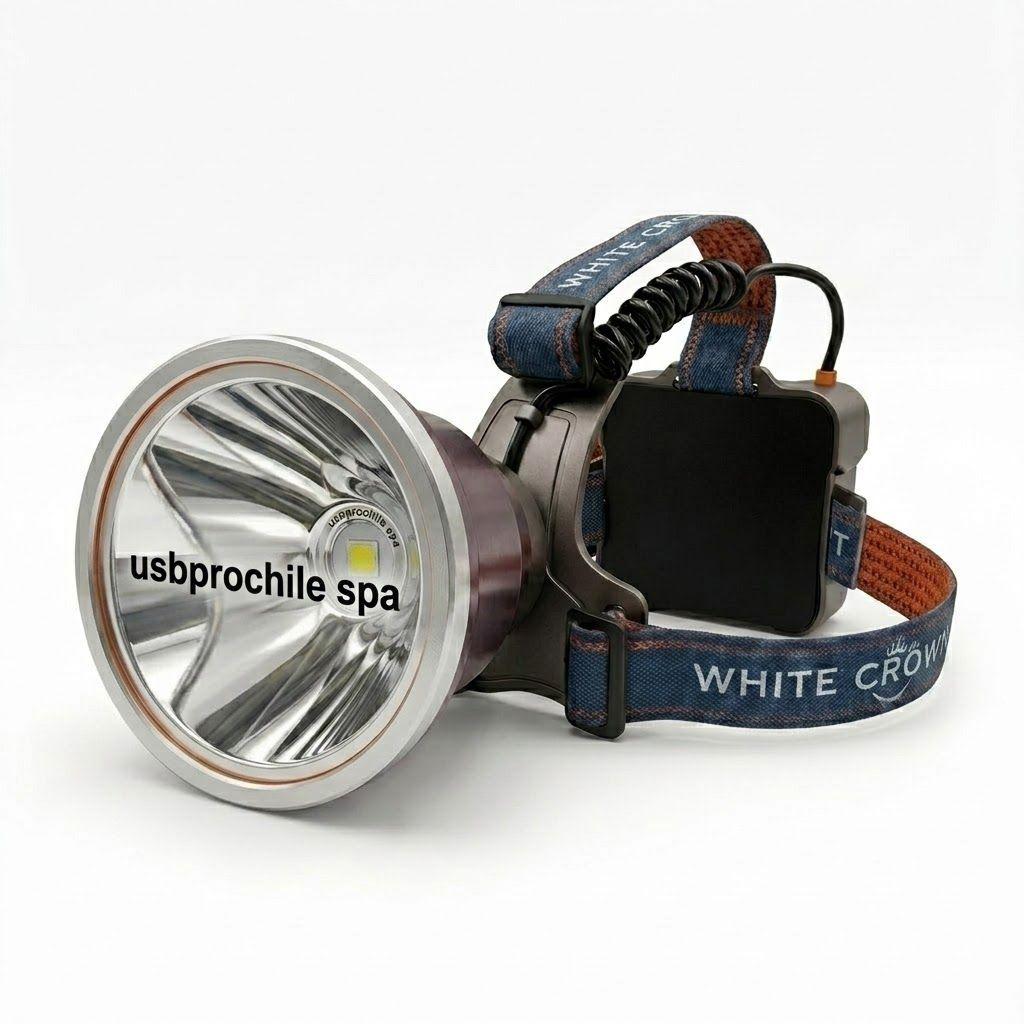 Foco Minera Led Cabeza Foco Caza Camping 2000w Crown-0