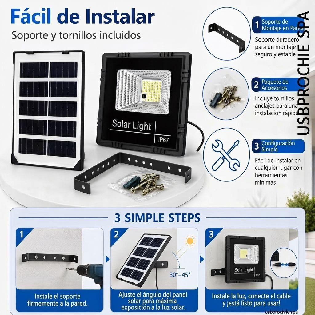 Proyector Solar Foco LED 1500W con Sensor de Movimiento IP66-3