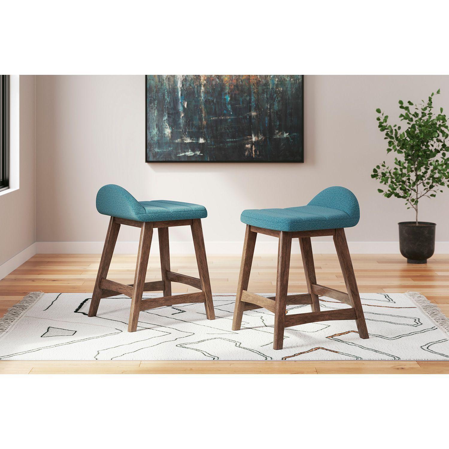 Par de taburetes bar Lyncott blue/brown-1