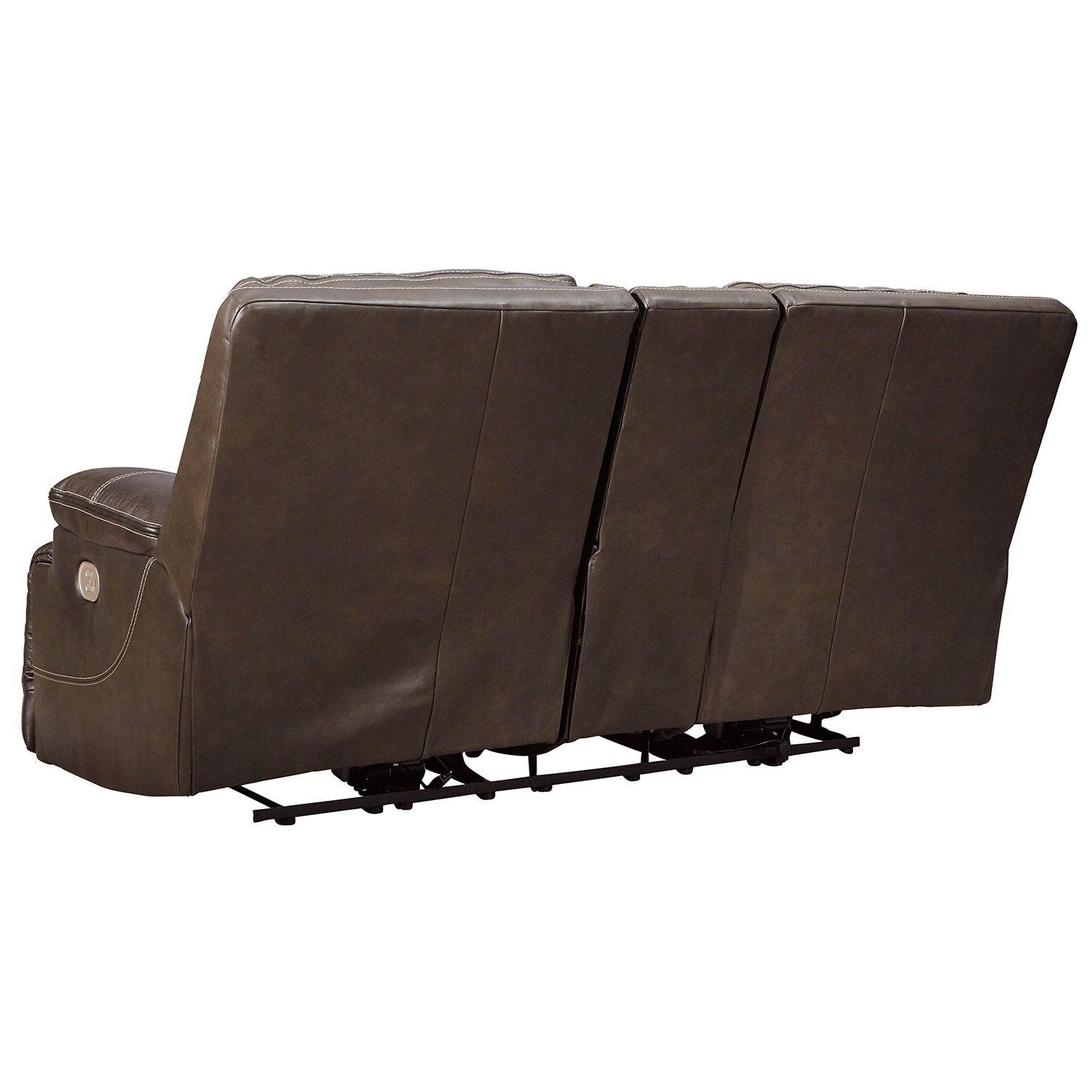 Sofá cuero reclinable 2 cuerpos Ricmen walnut con USB-3