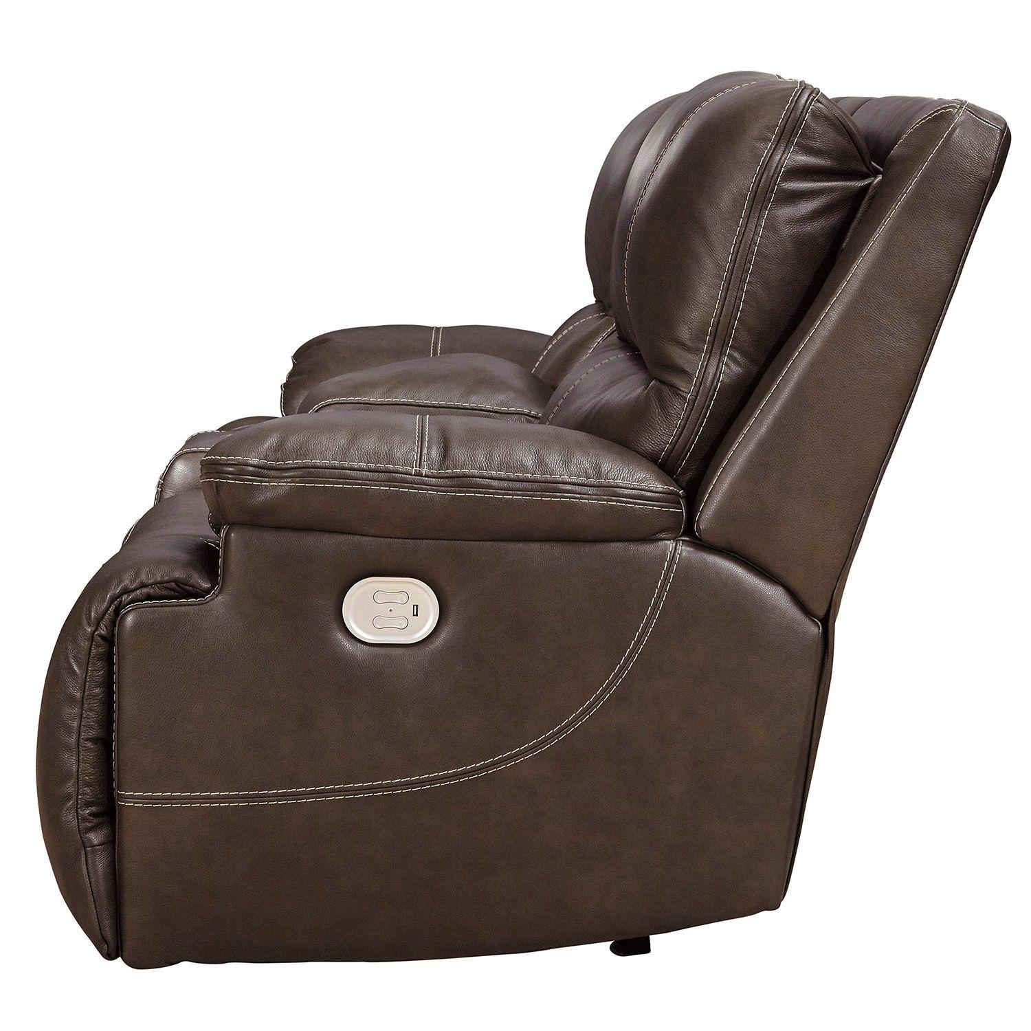 Sofá cuero reclinable 2 cuerpos Ricmen walnut con USB-4