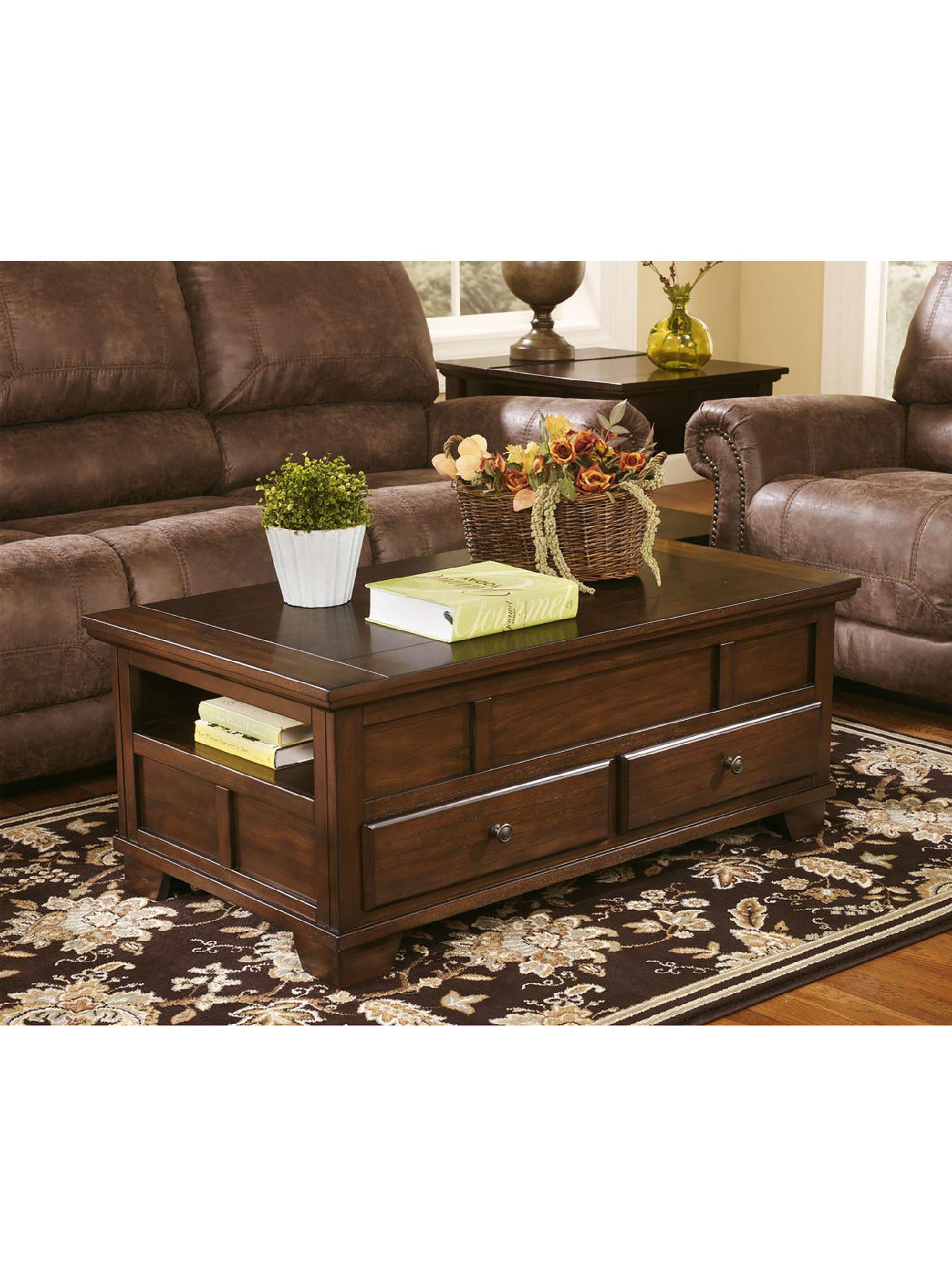 Mesa de centro cubierta elevable Gately 2 cajones-1
