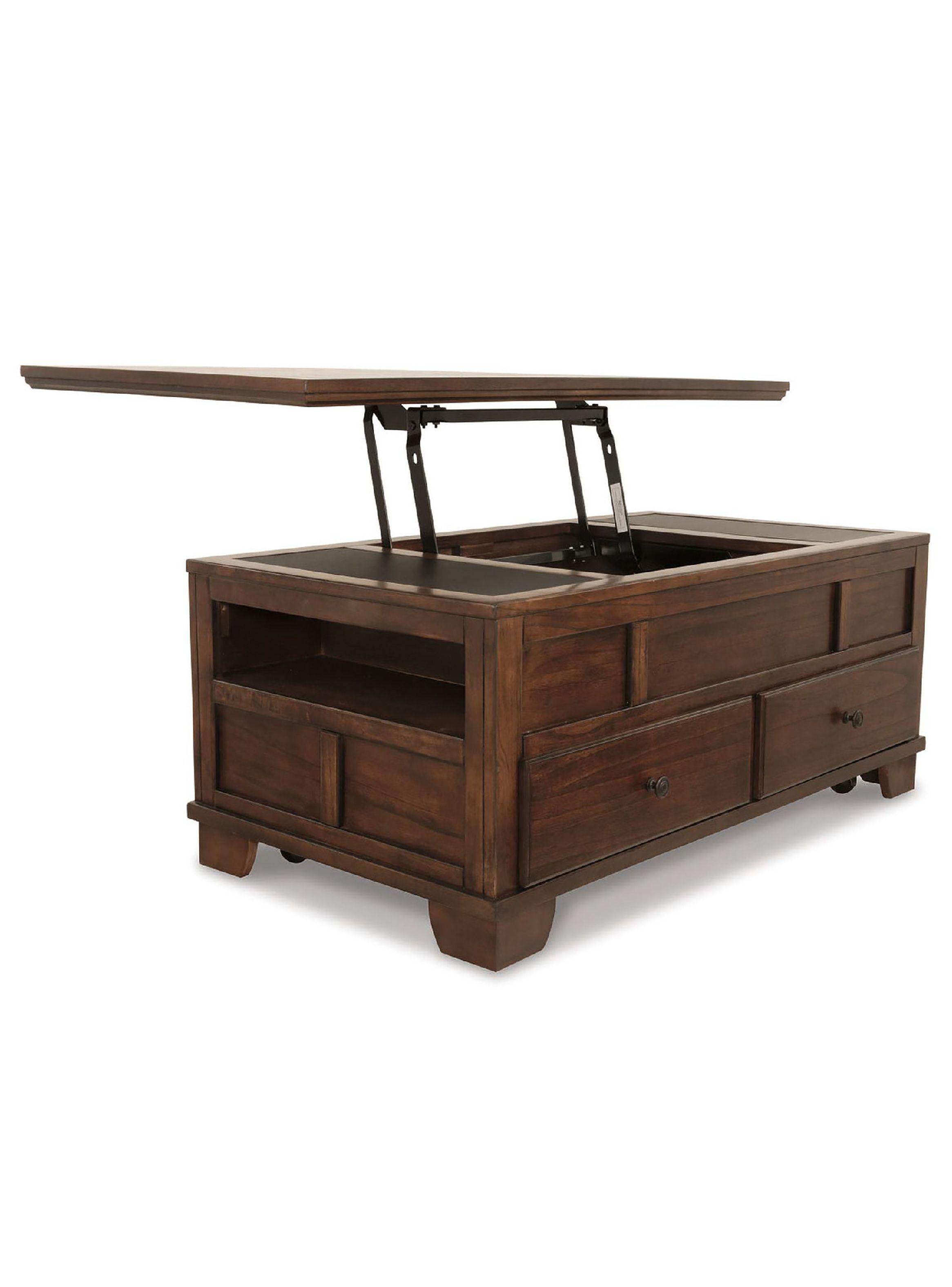 Mesa de centro cubierta elevable Gately 2 cajones-2