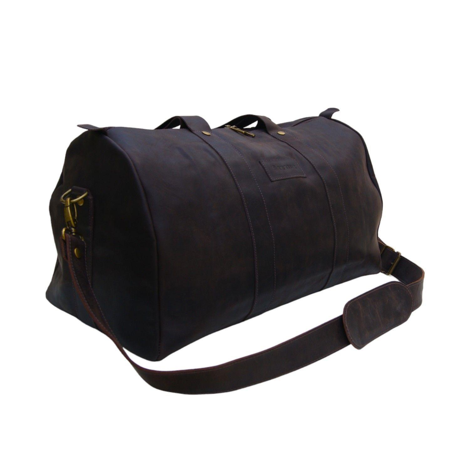 Bolso de Viaje de Cuero Café Oscuro-2