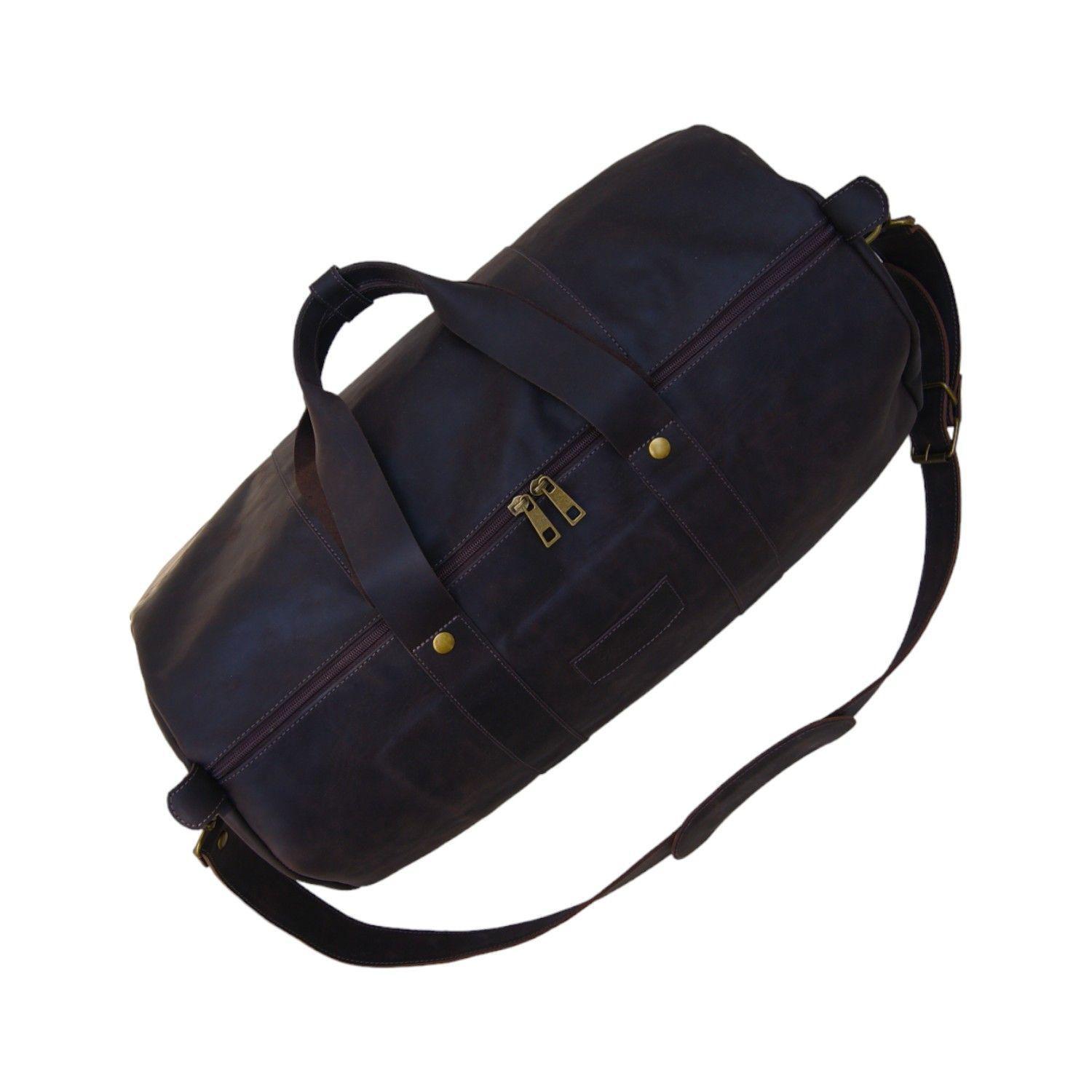 Bolso de Viaje de Cuero Café Oscuro-2
