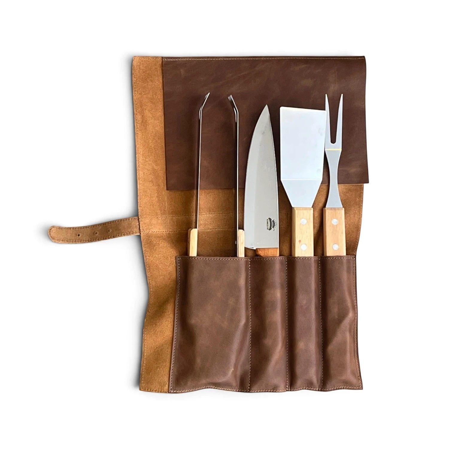 Kit Parrillero Estuche de Cuero Tratur-0