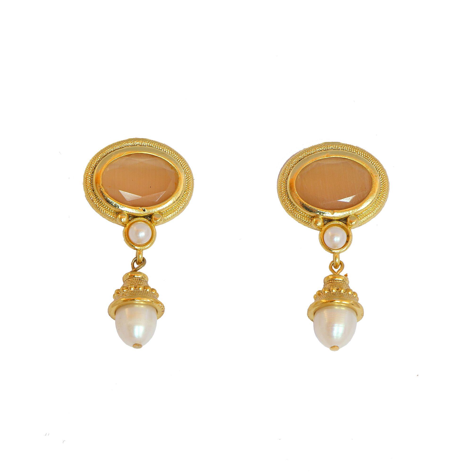 Aros Samira damasco - Baño de oro 22k-2