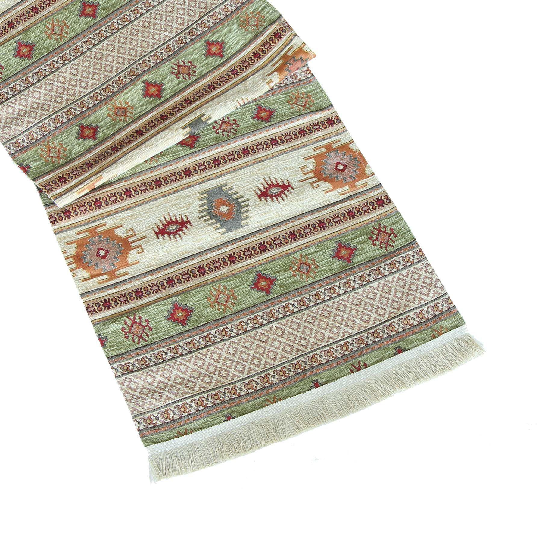 Camino de mesa 2 m kilim beige y verde-0