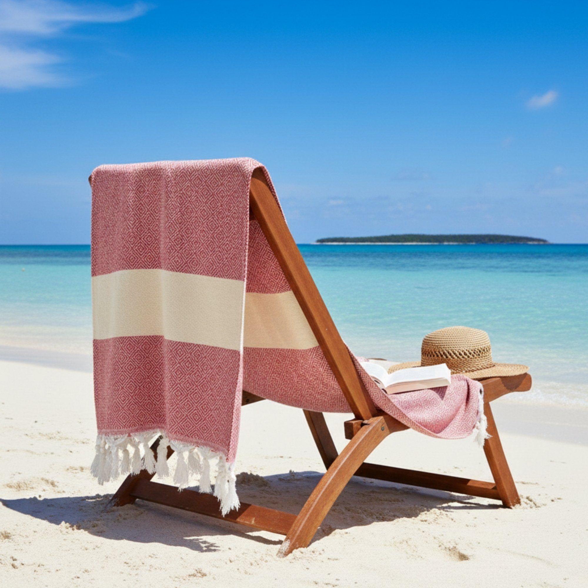 Toalla Turca de Algodón Mármara roja 1 x 1,90 m-1