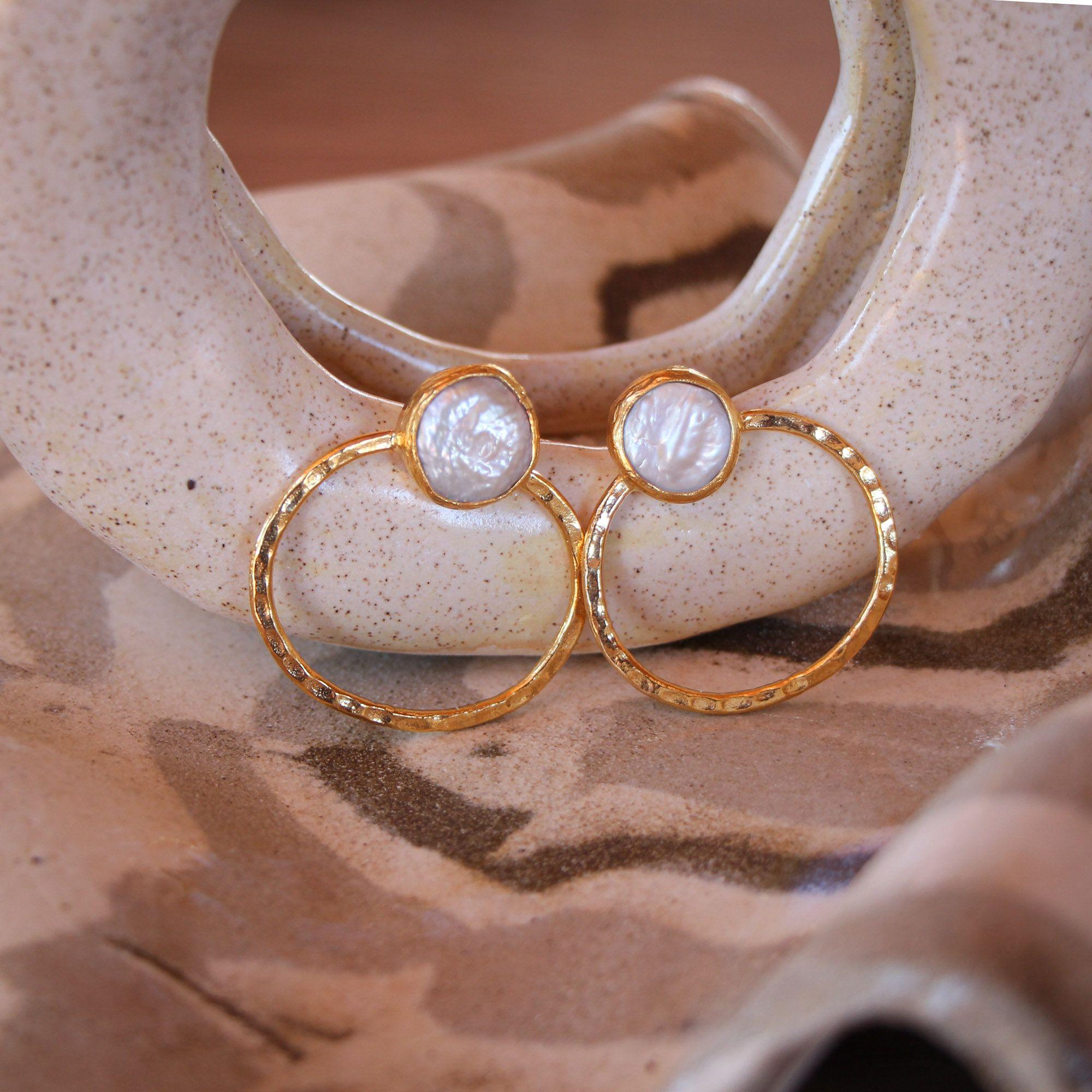 Aros Amina perla - Baño de oro 22k-2