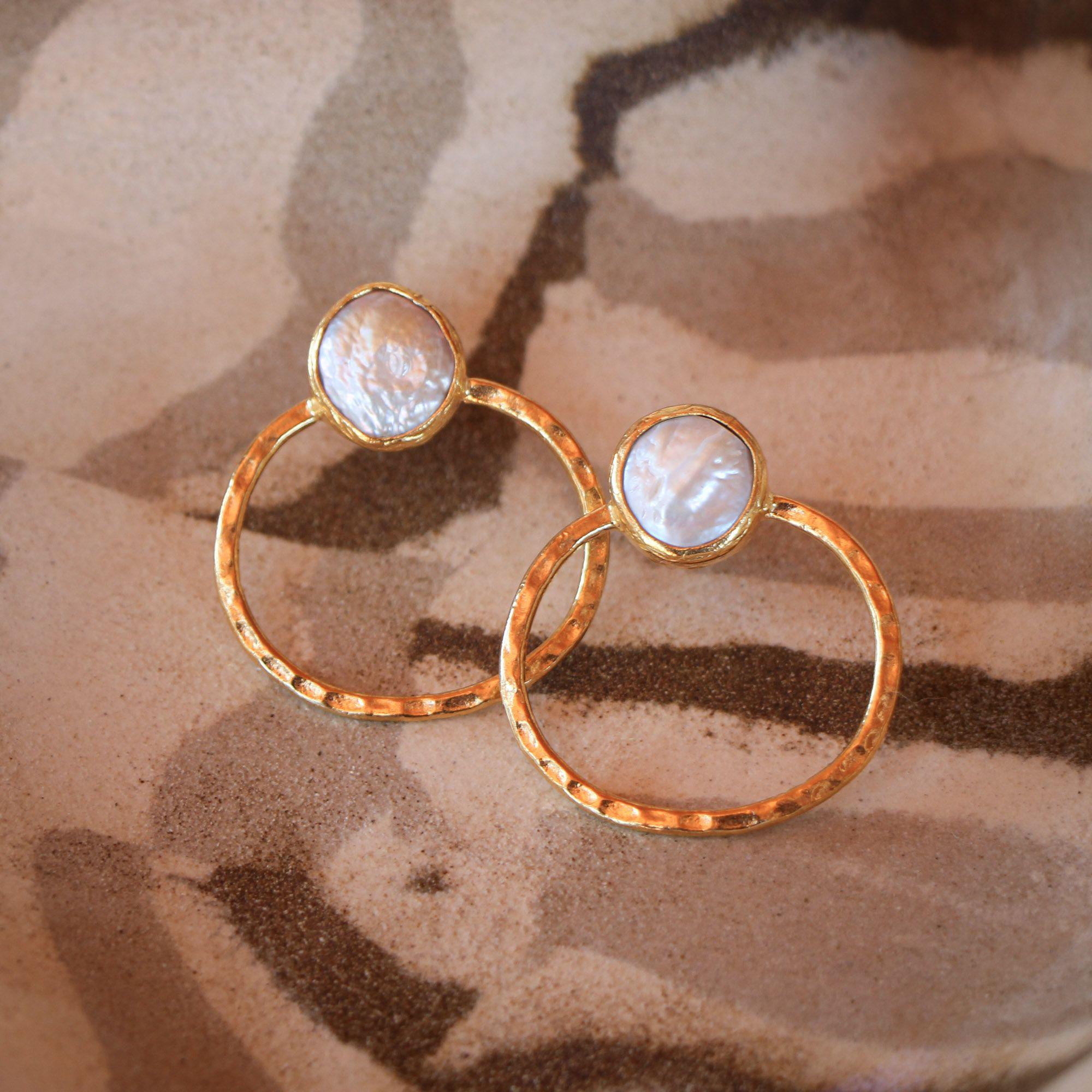 Aros Amina perla - Baño de oro 22k-3