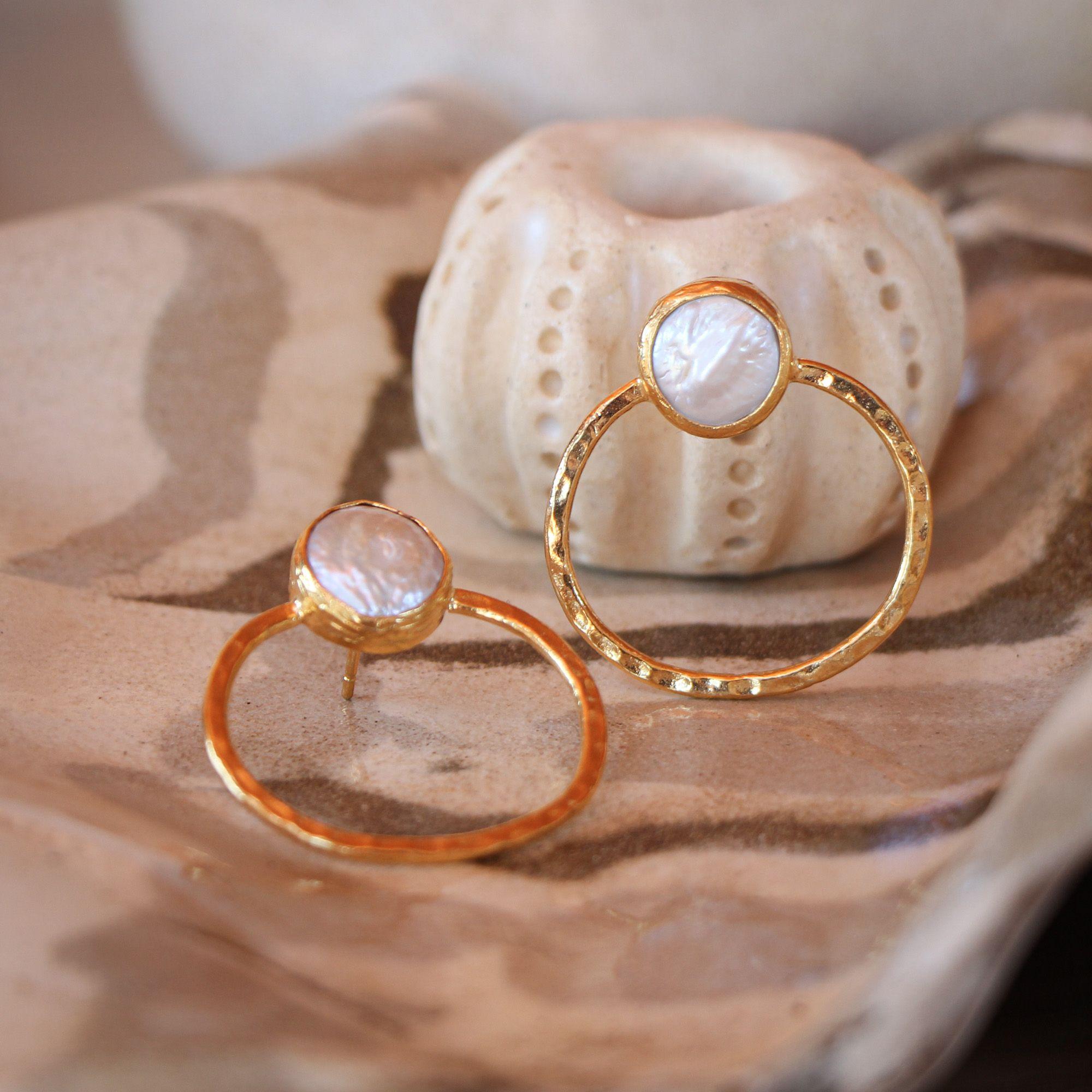 Aros Amina perla - Baño de oro 22k-4