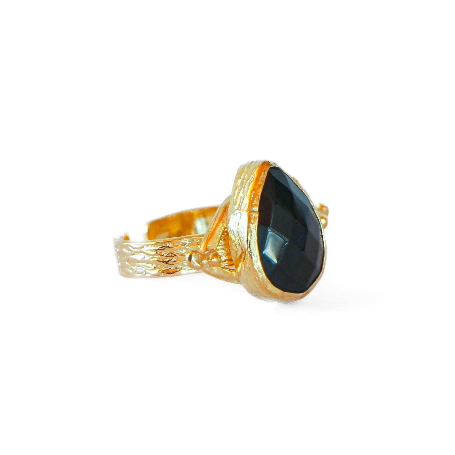Anillo ajustable Troya Negro-1