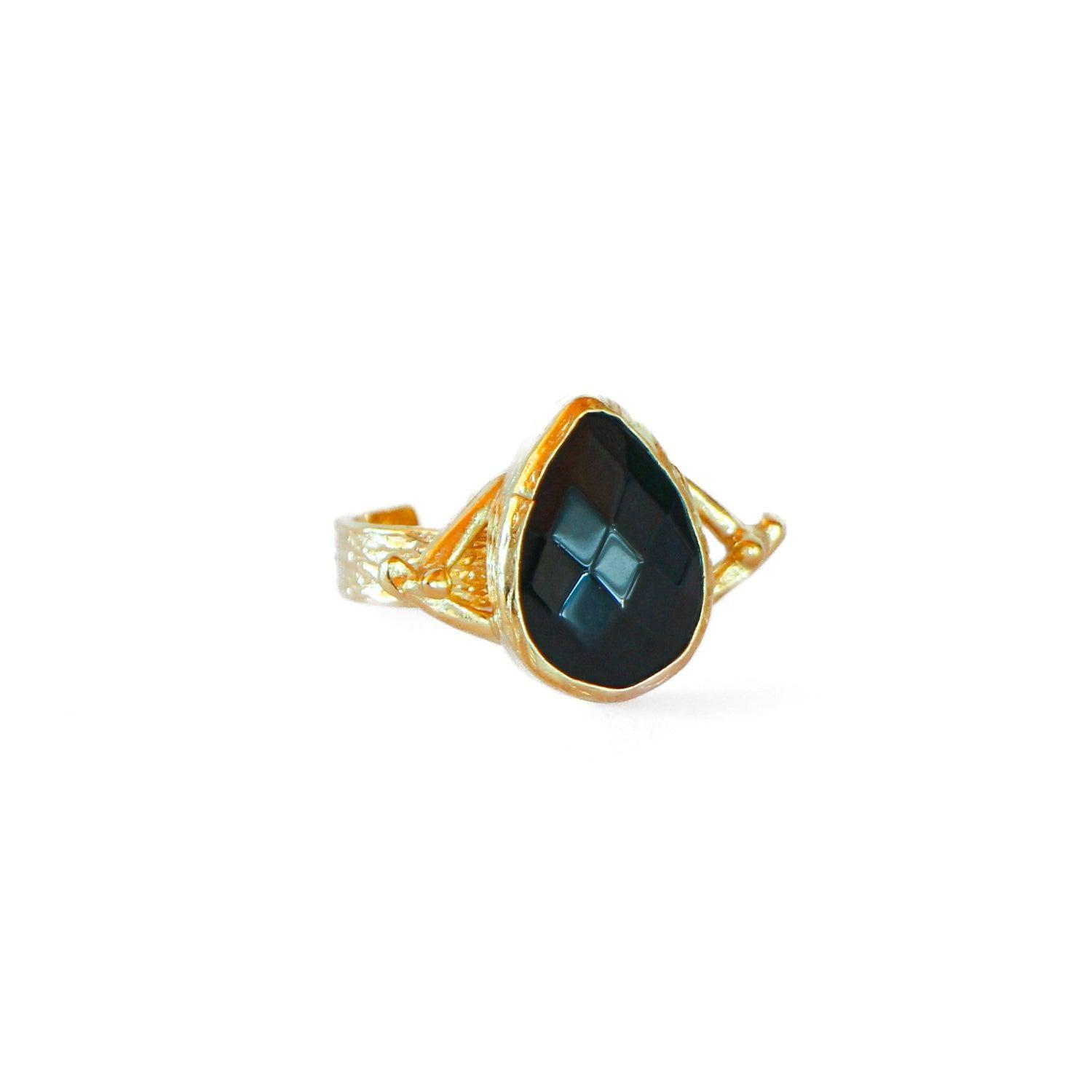 Anillo ajustable Troya Negro-2