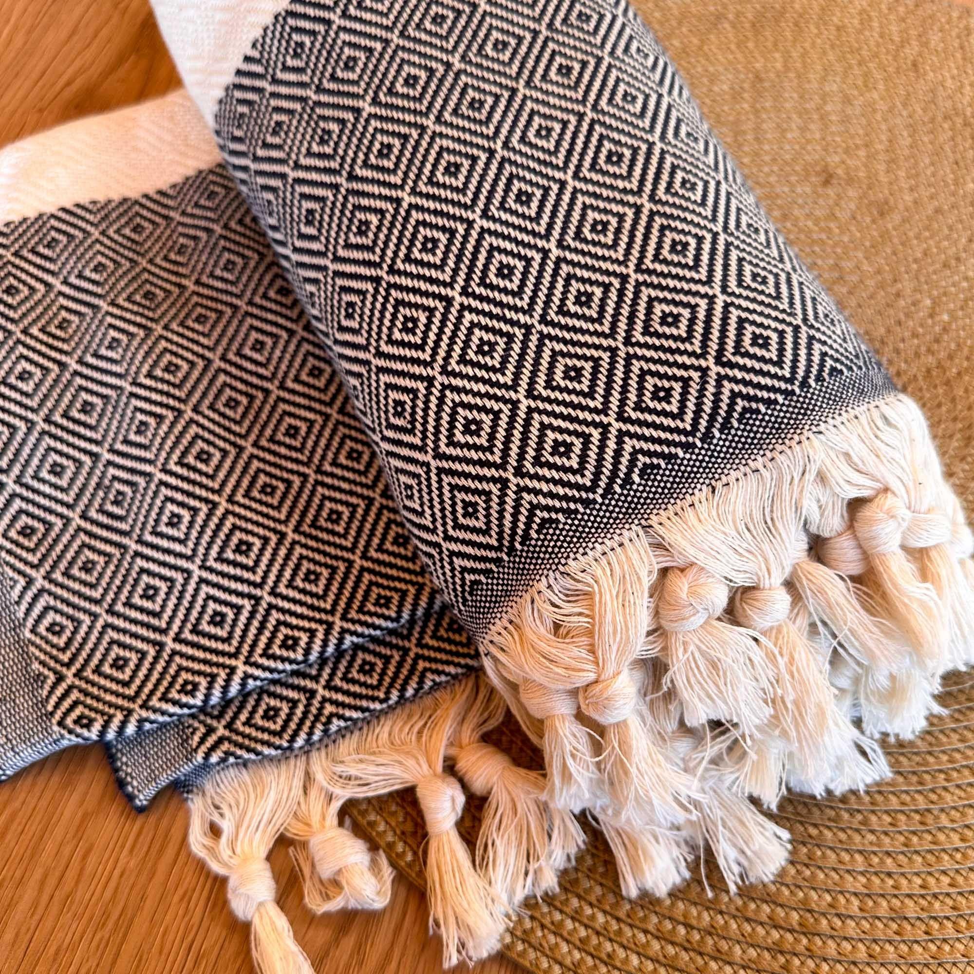 Toalla Turca de Algodón Mármara Negra 1 x 1,75 m-3