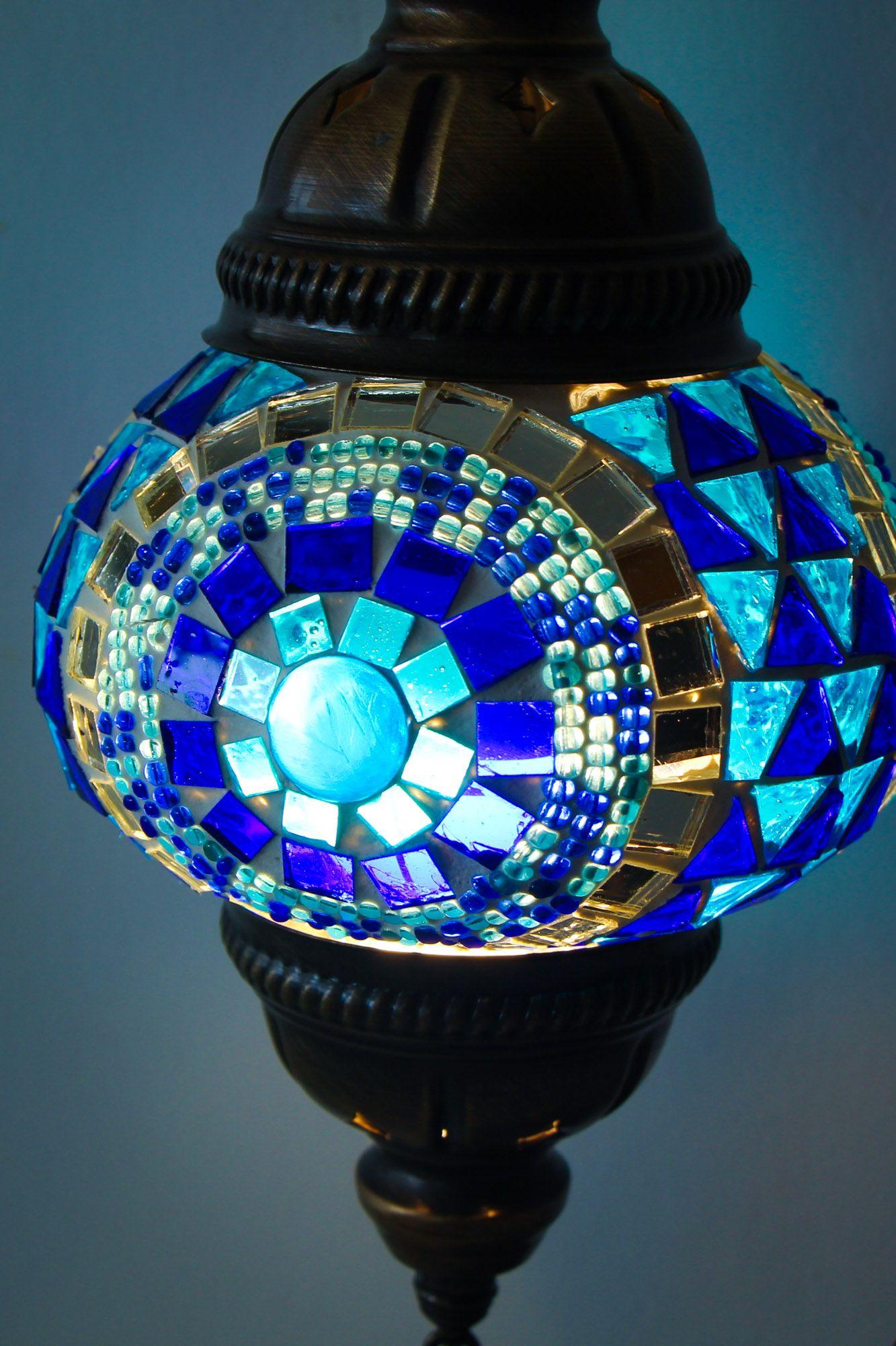 Lámpara turca cisne S Botón azul + ampolleta-3