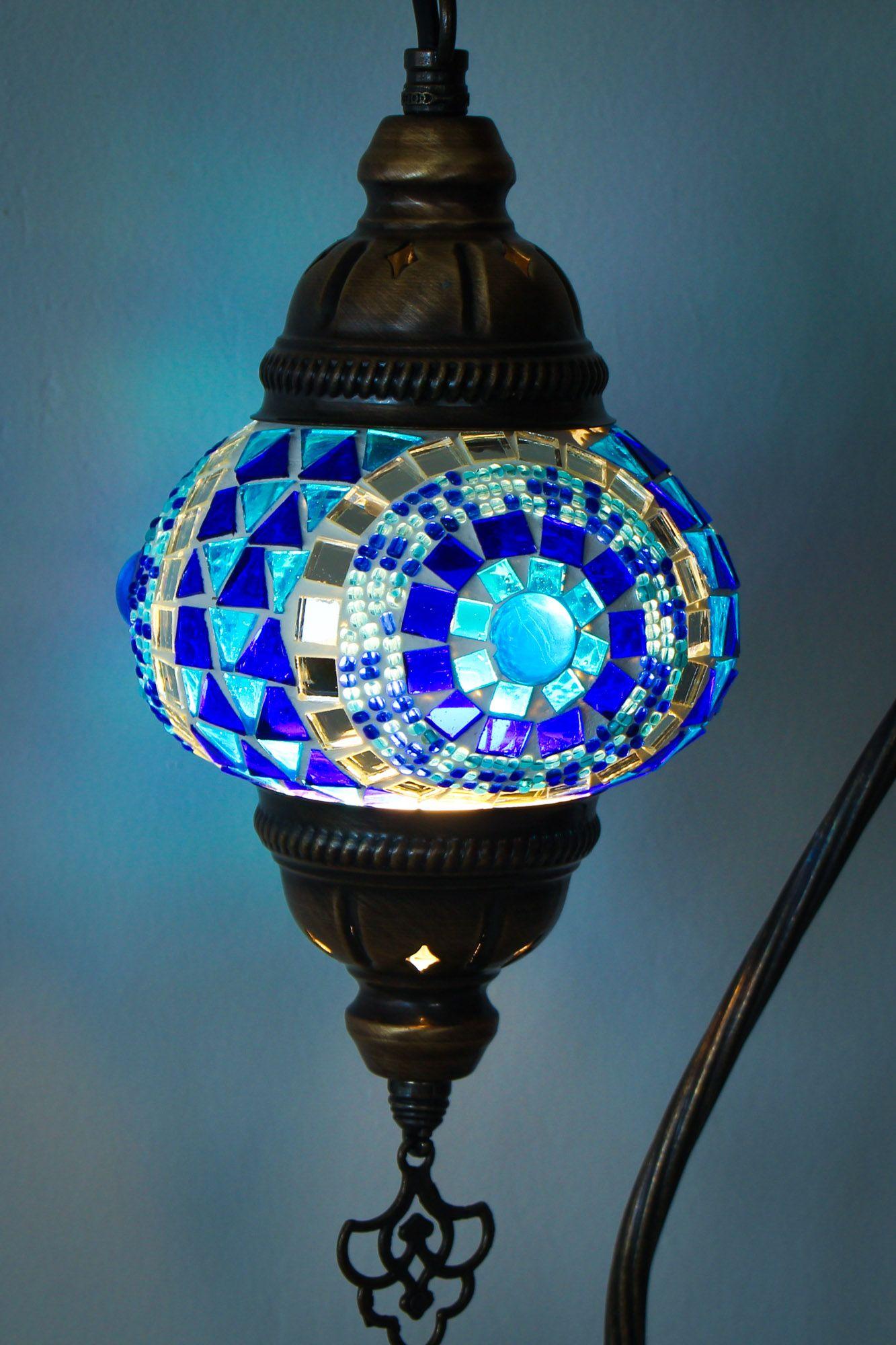 Lámpara turca cisne S Botón azul + ampolleta-4