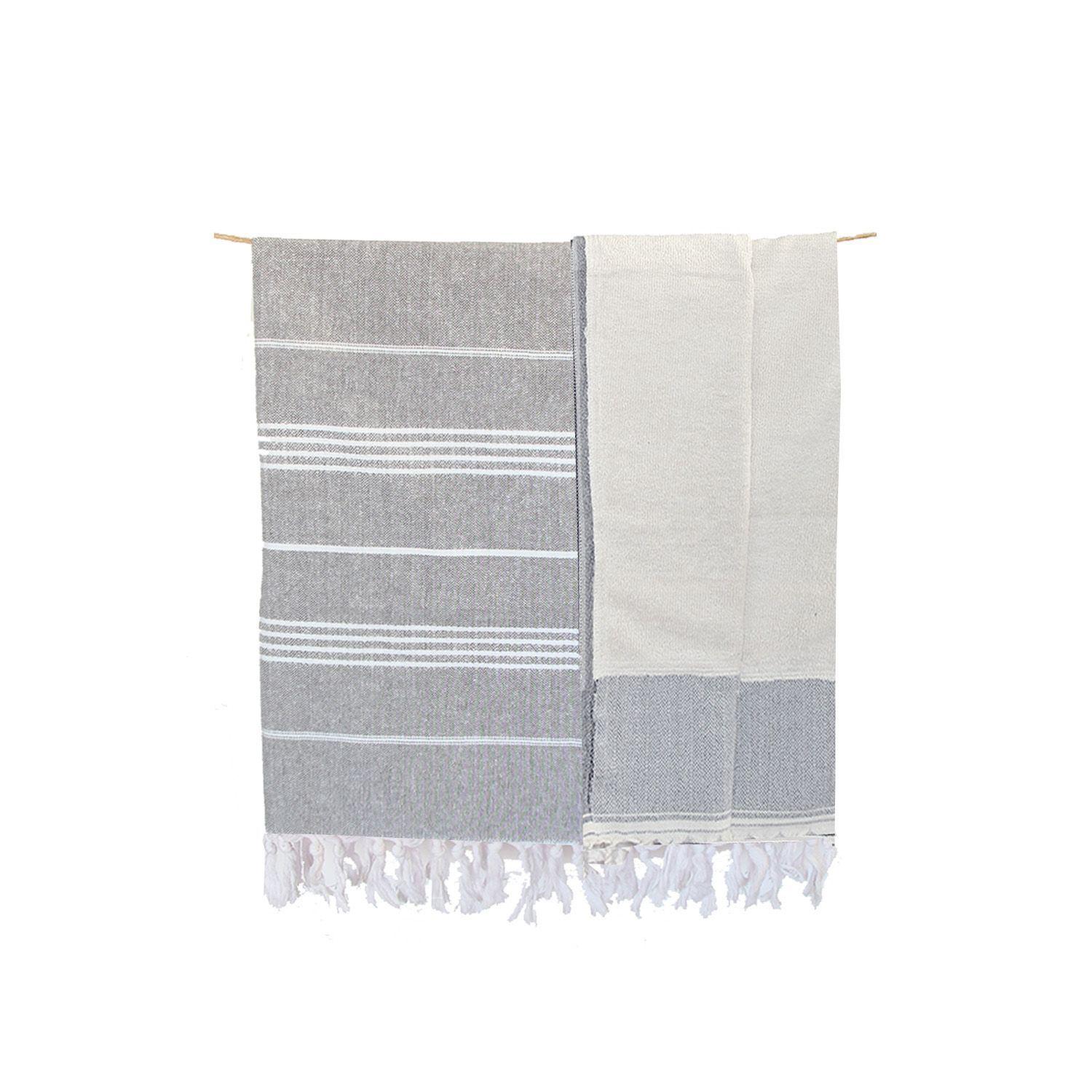 Toalla Turca Antalya doble capa Gris 1 x 1,80 m-0