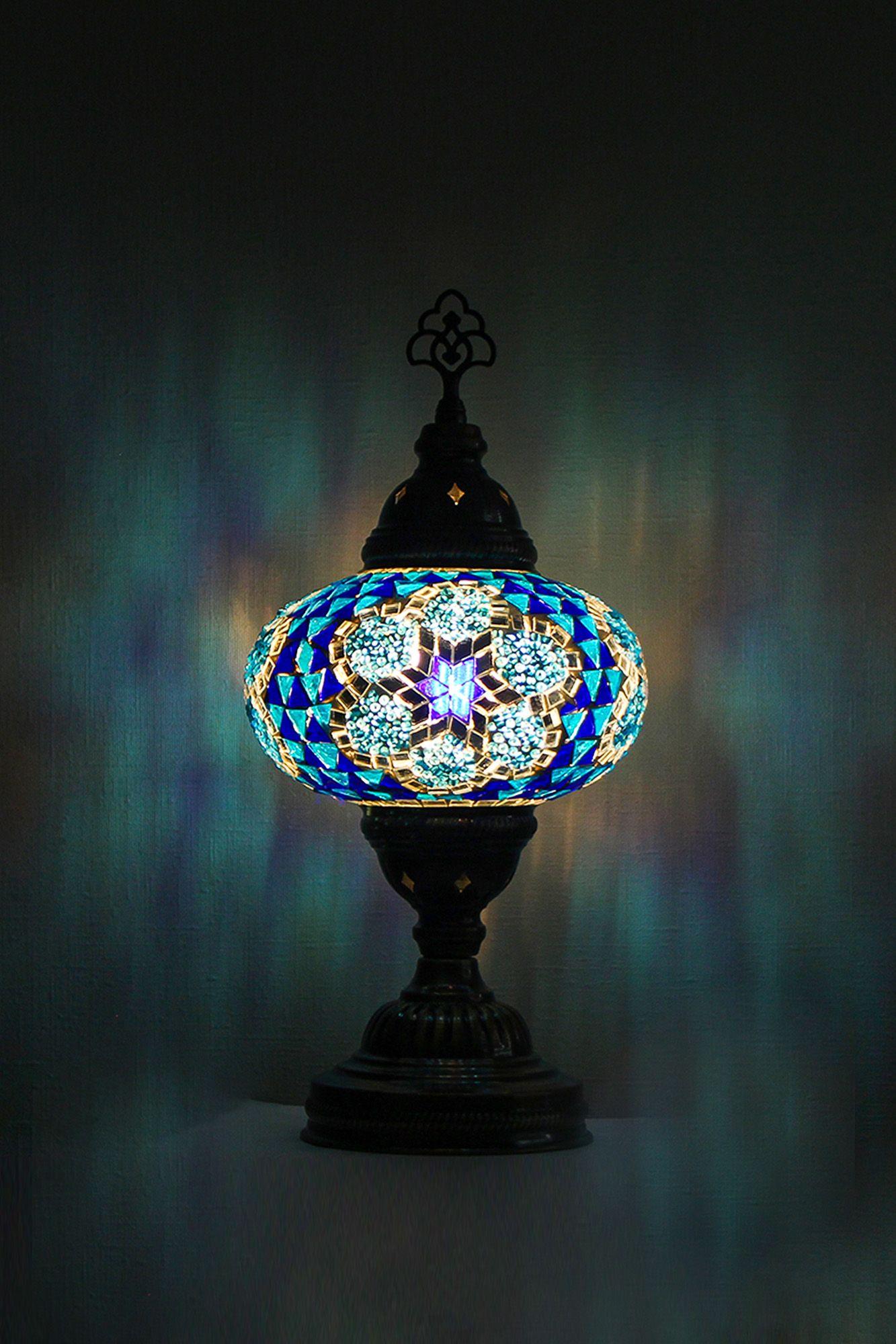 Lámpara turca de mesa M prisma azul y turquesa-1