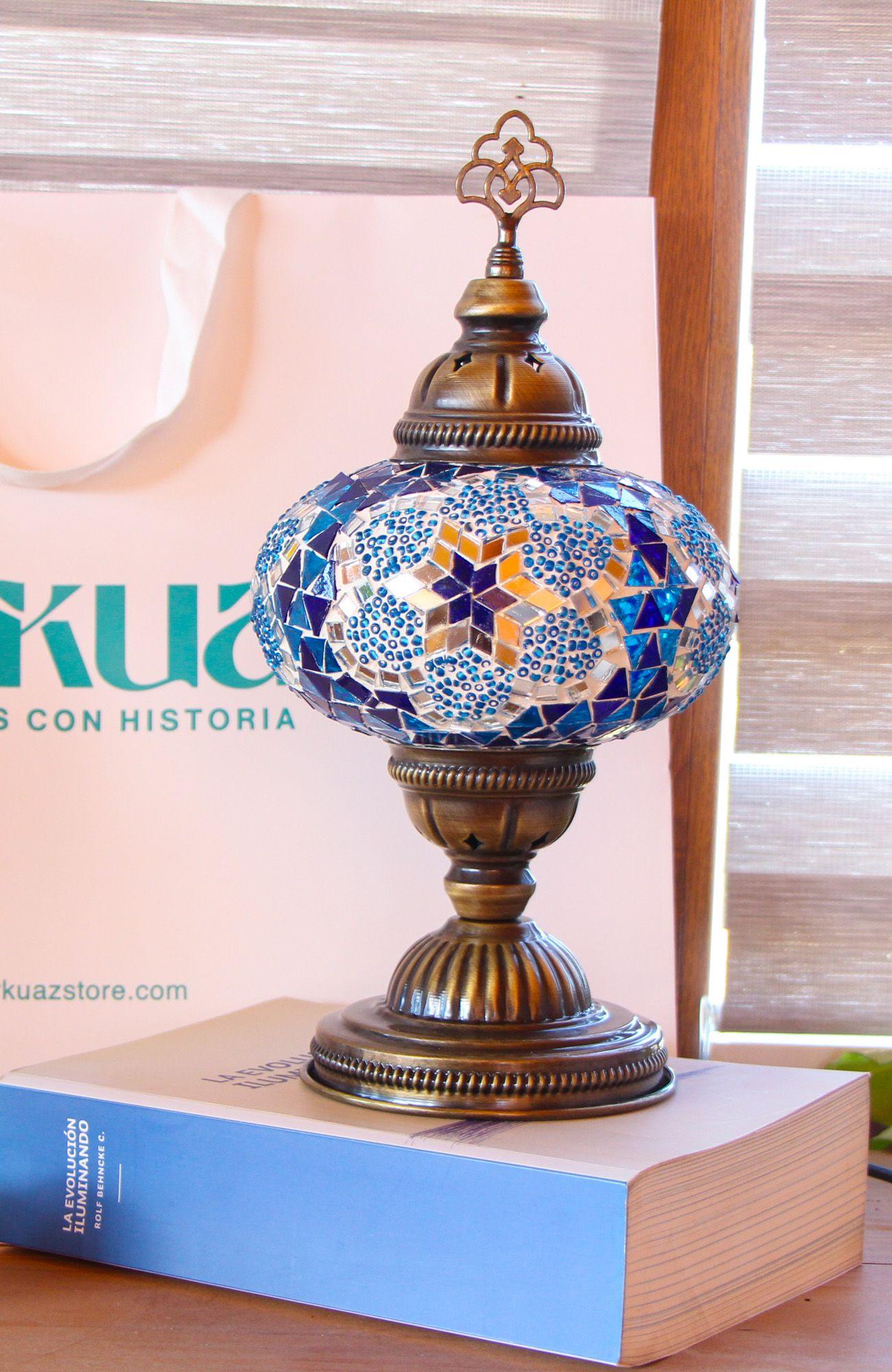 Lámpara turca de mesa M prisma azul y turquesa-2