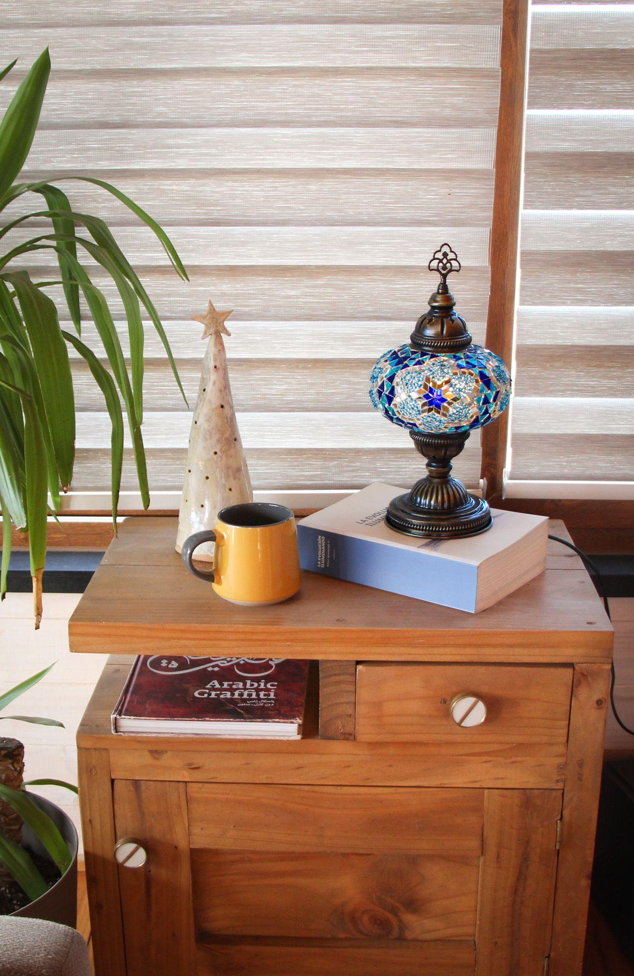 Lámpara turca de mesa M prisma azul y turquesa-3