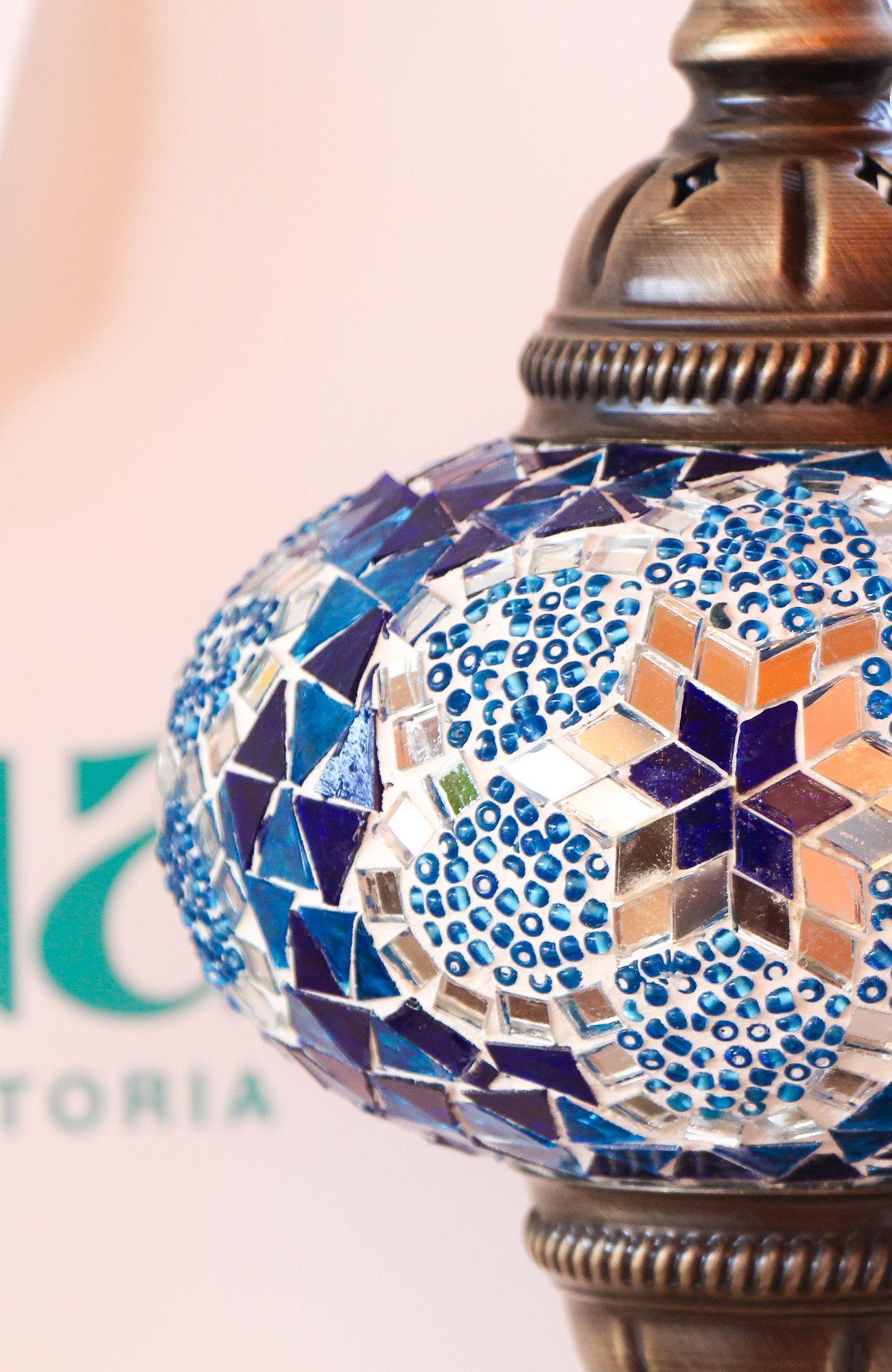 Lámpara turca de mesa M prisma azul y turquesa-5