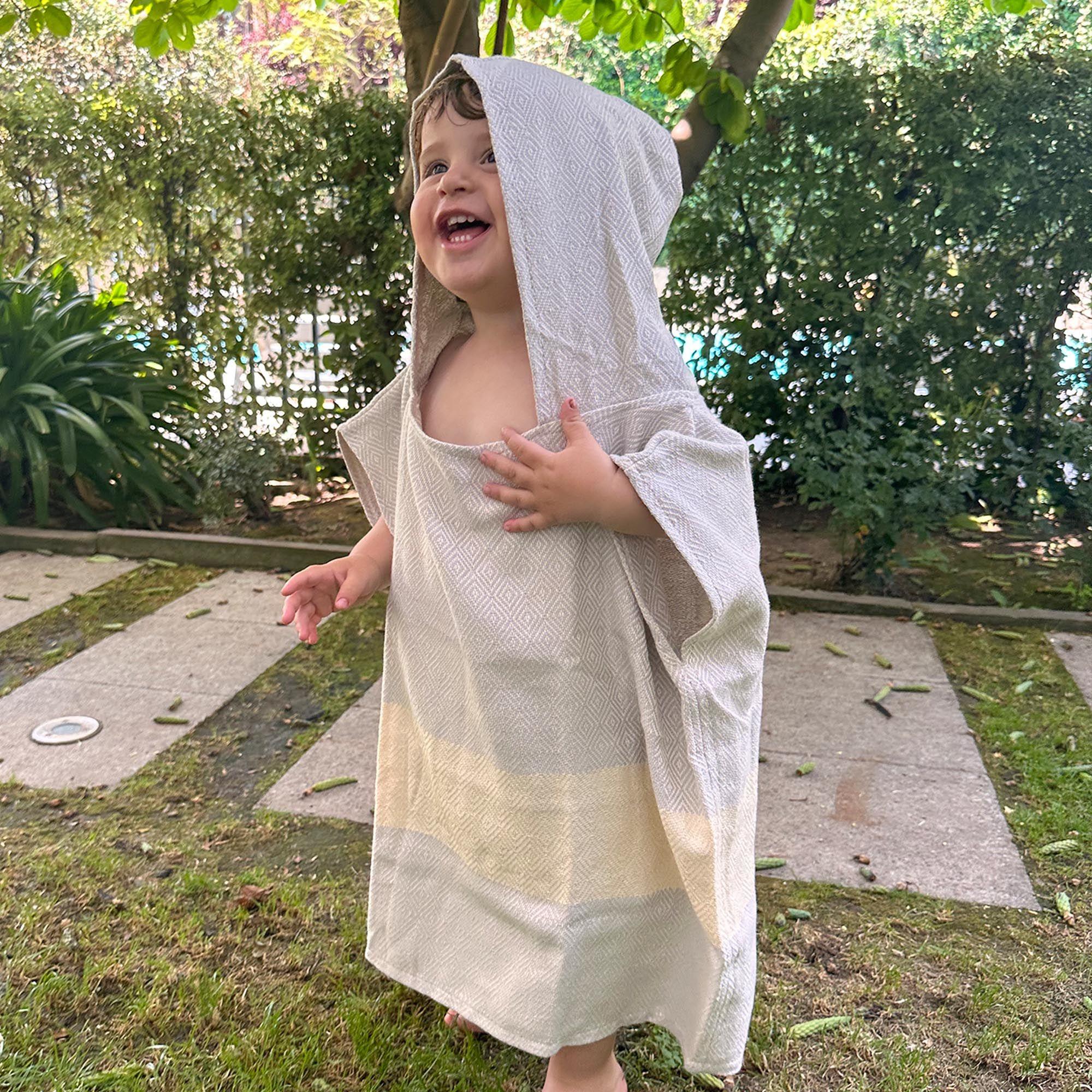 Poncho toalla niño Mármara gris claro S-2
