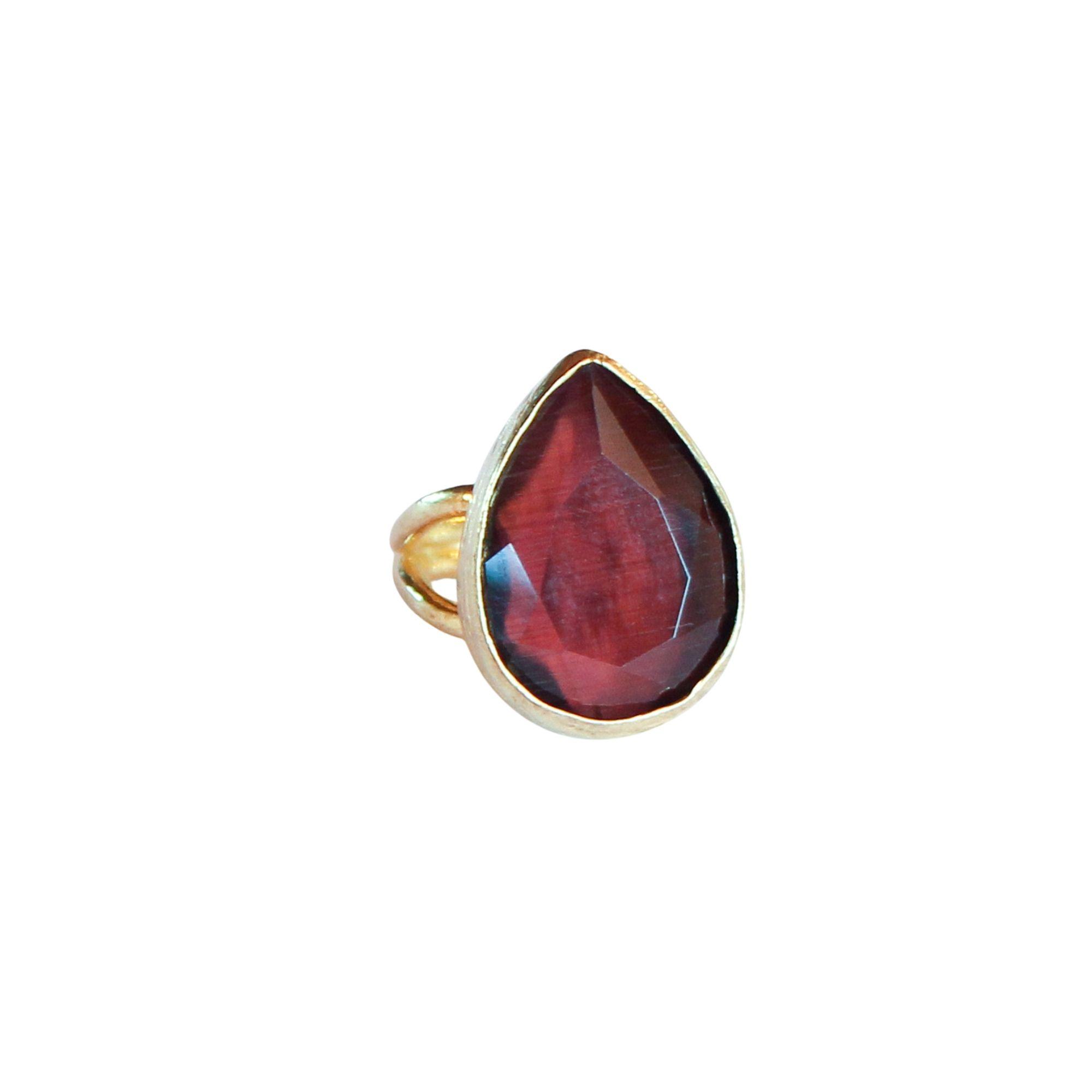 Anillo ajustable Elif Granate - Baño de oro 22 k-1