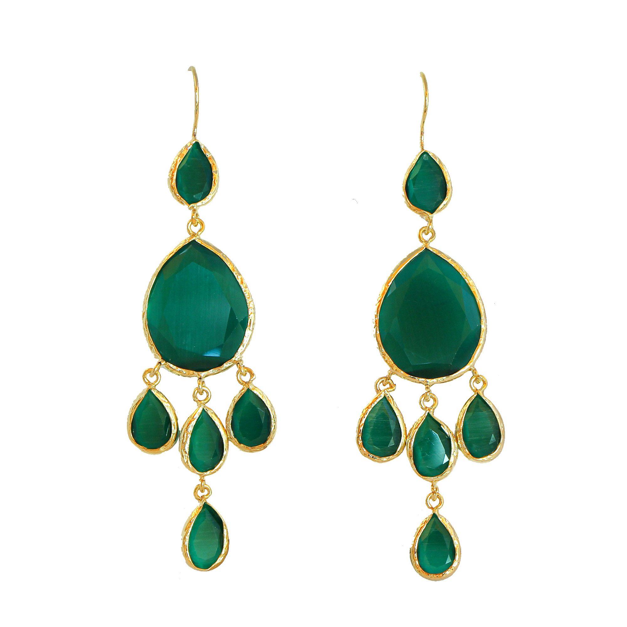 Aros Selin Verde oscuro XL - Baño de oro 22k-1