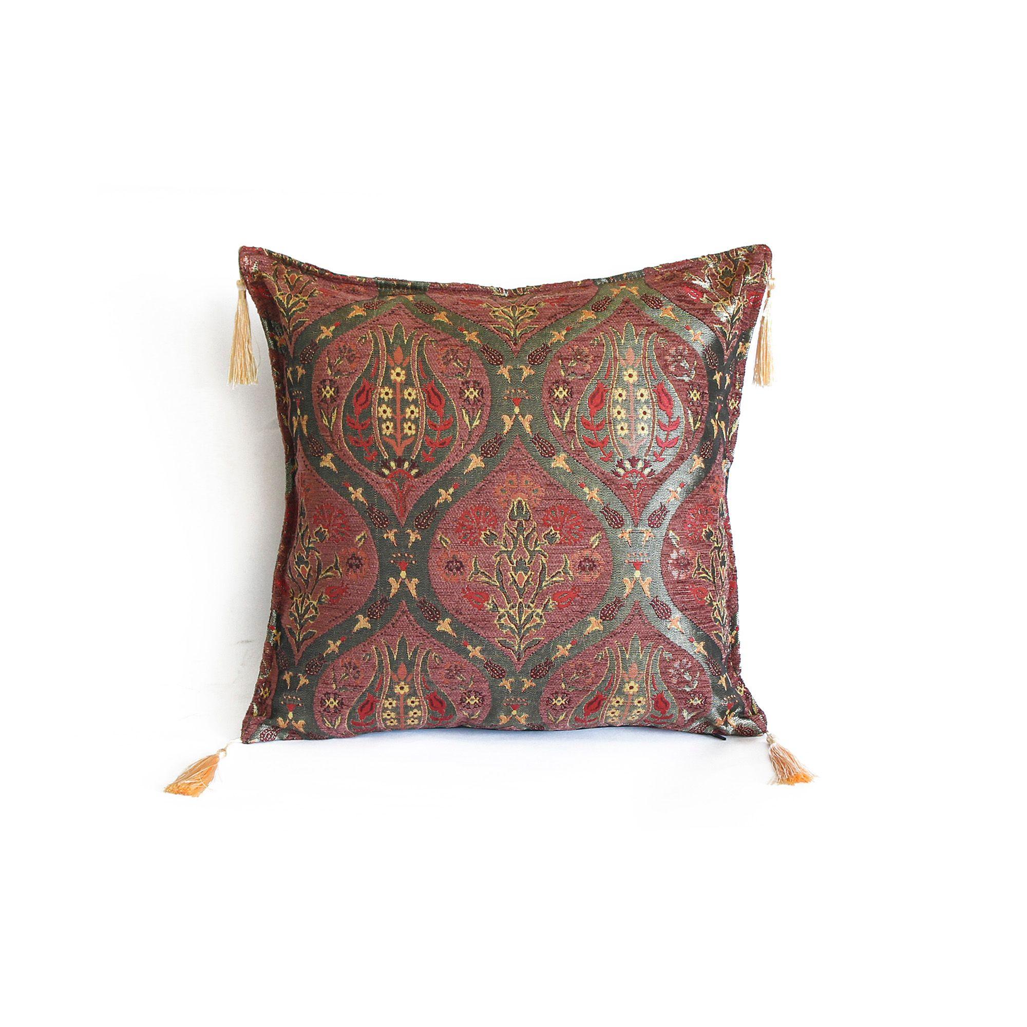 Cojín turco 42x42 Tulipanes Caoba-0