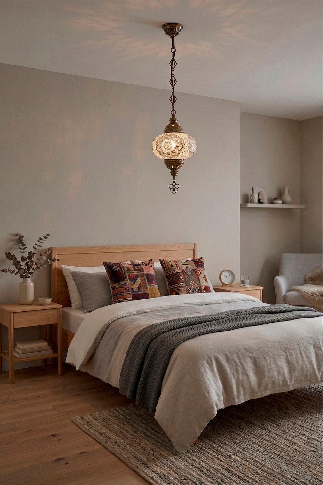 Lámpara turca colgante XL yildiz blanca + ampolleta-2