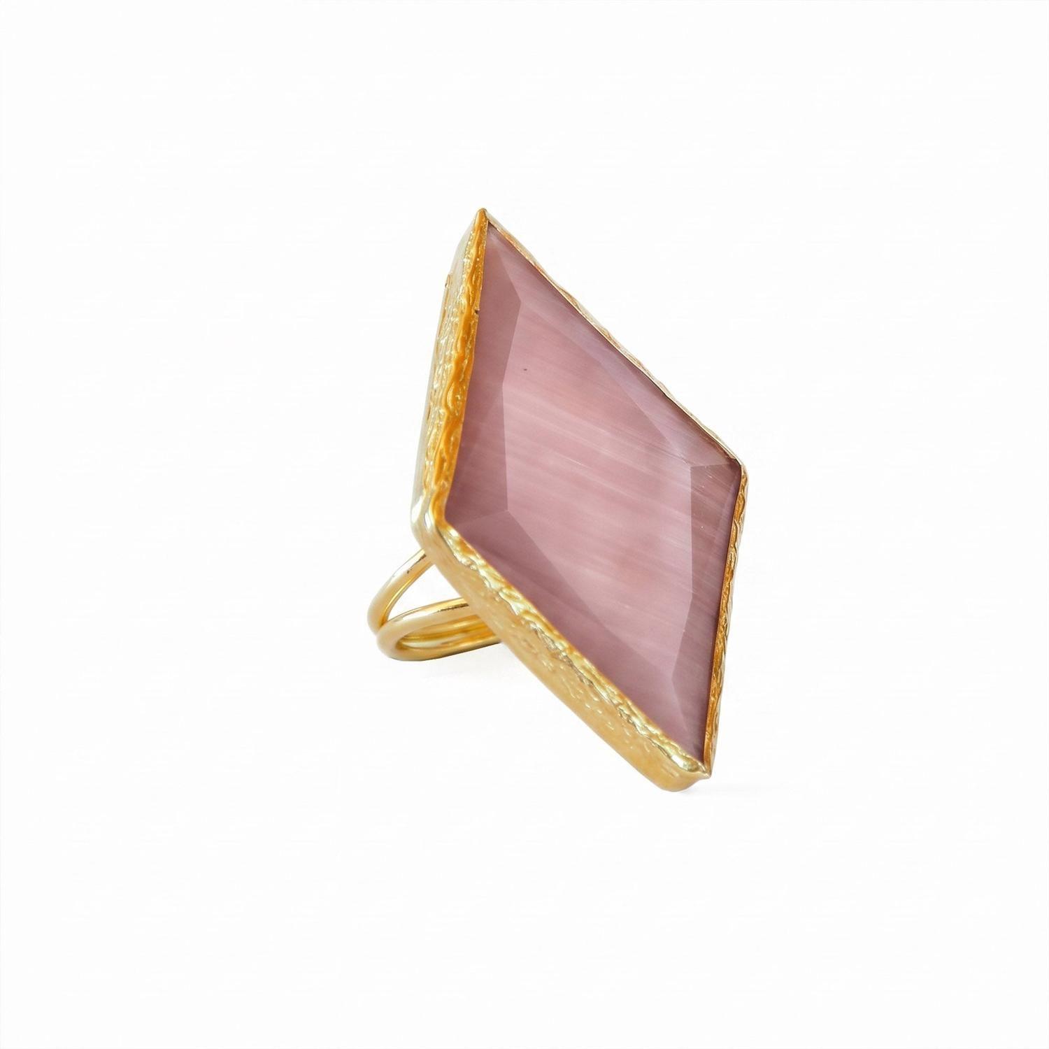 Anillo ajustable Rombo L Palo rosa-0