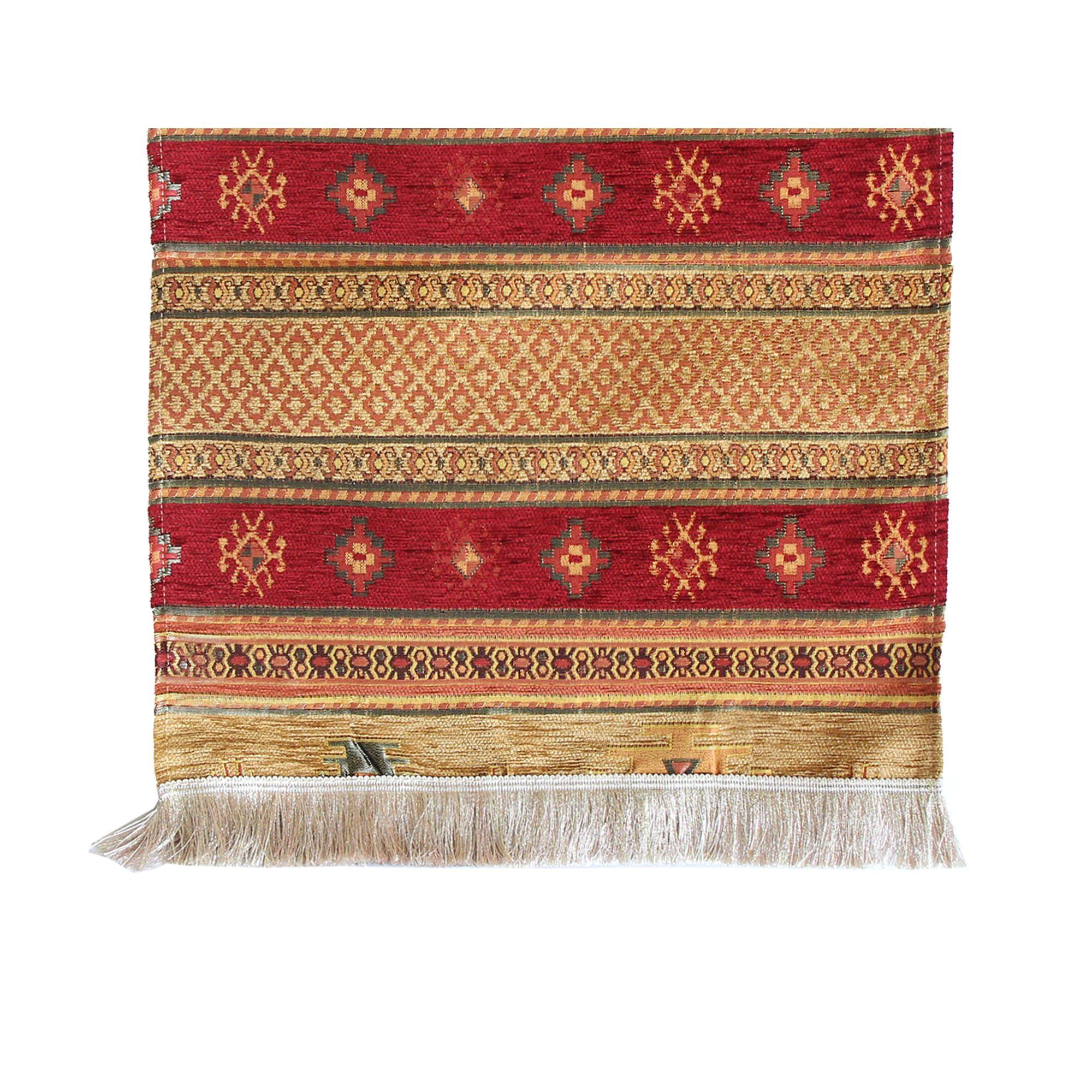 Camino de mesa 2 m kilim café y rojo-1