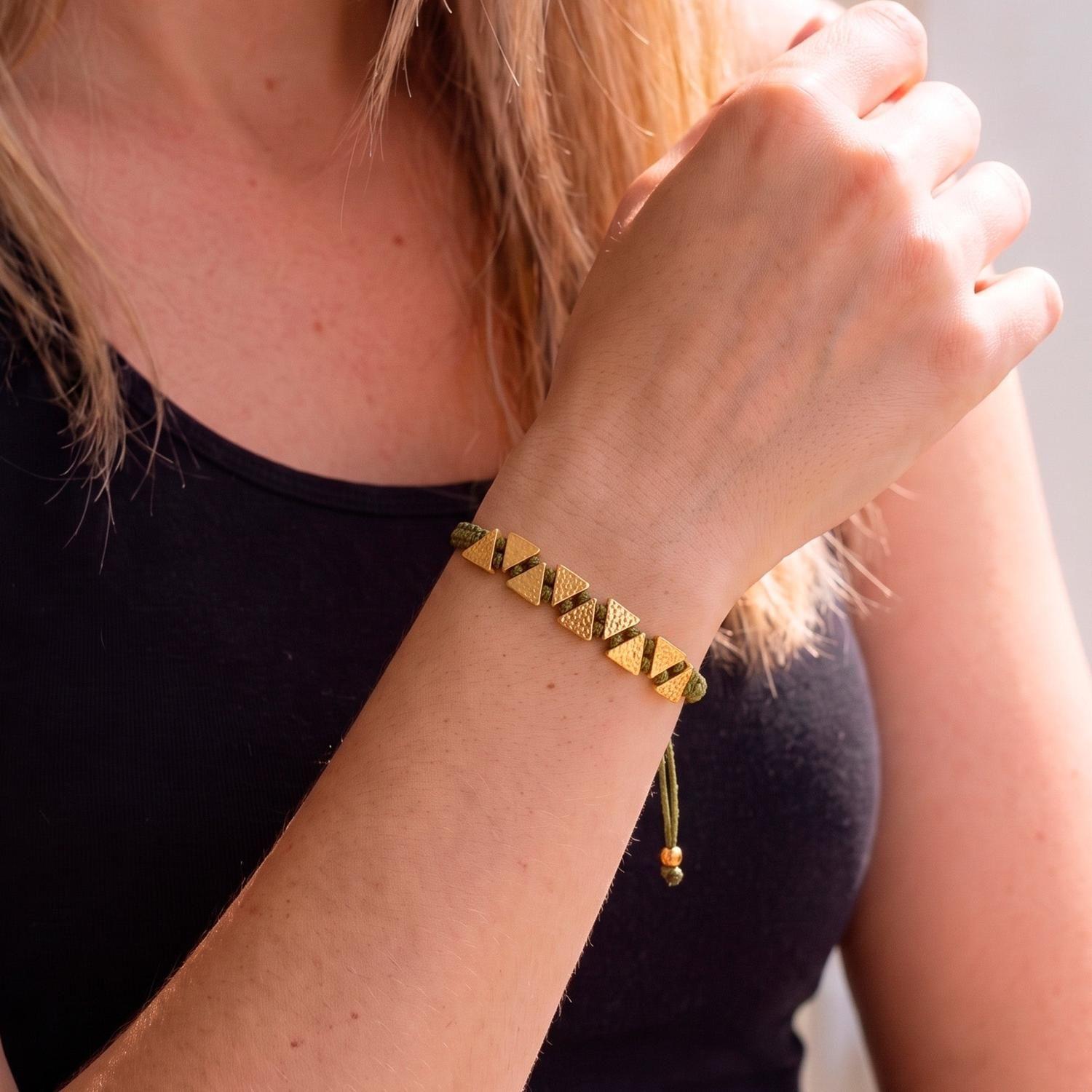Pulsera ajustable Boho verde-1