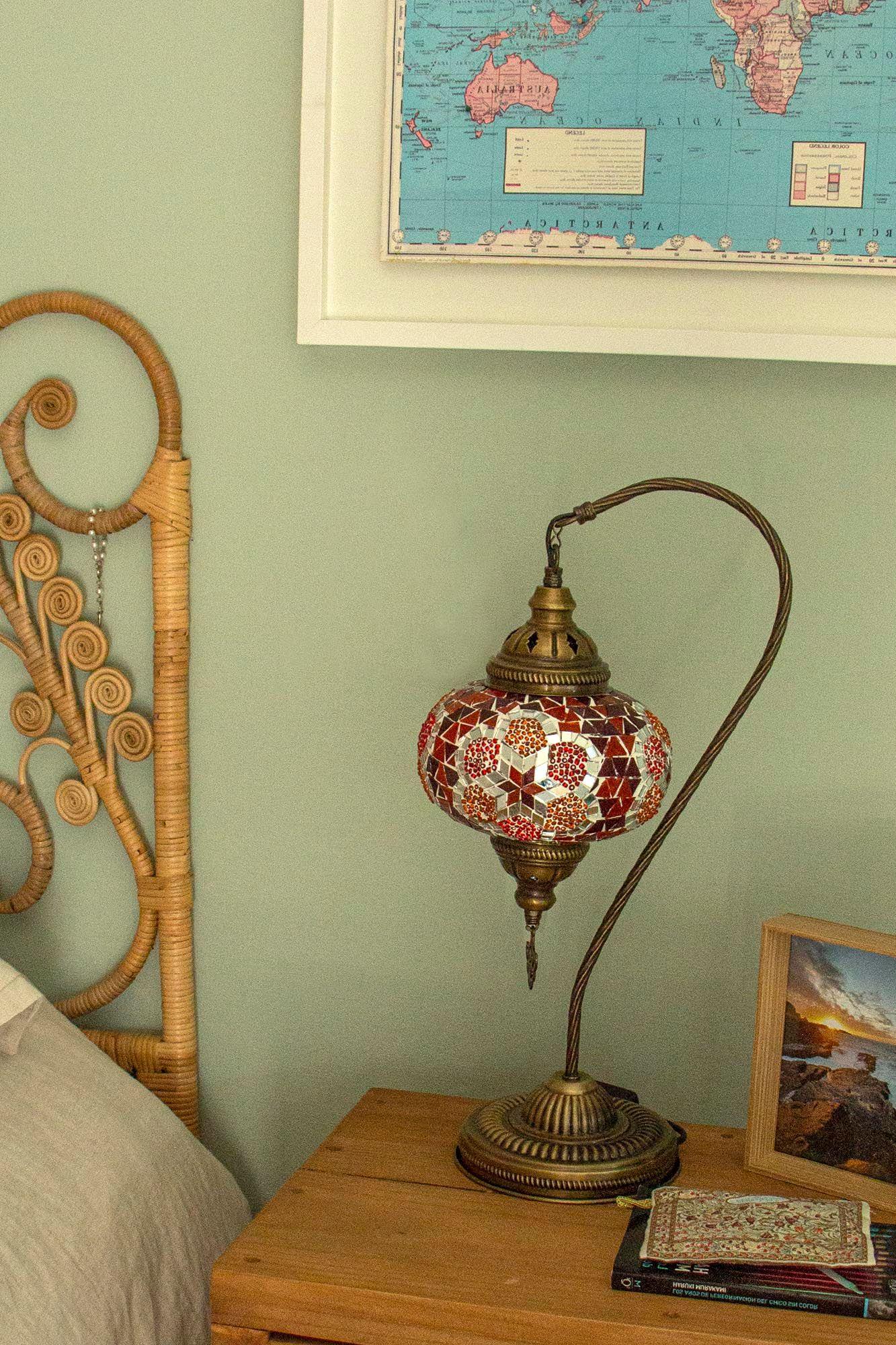 Lámpara turca cisne L Cicek roja y naranja + ampolleta-2