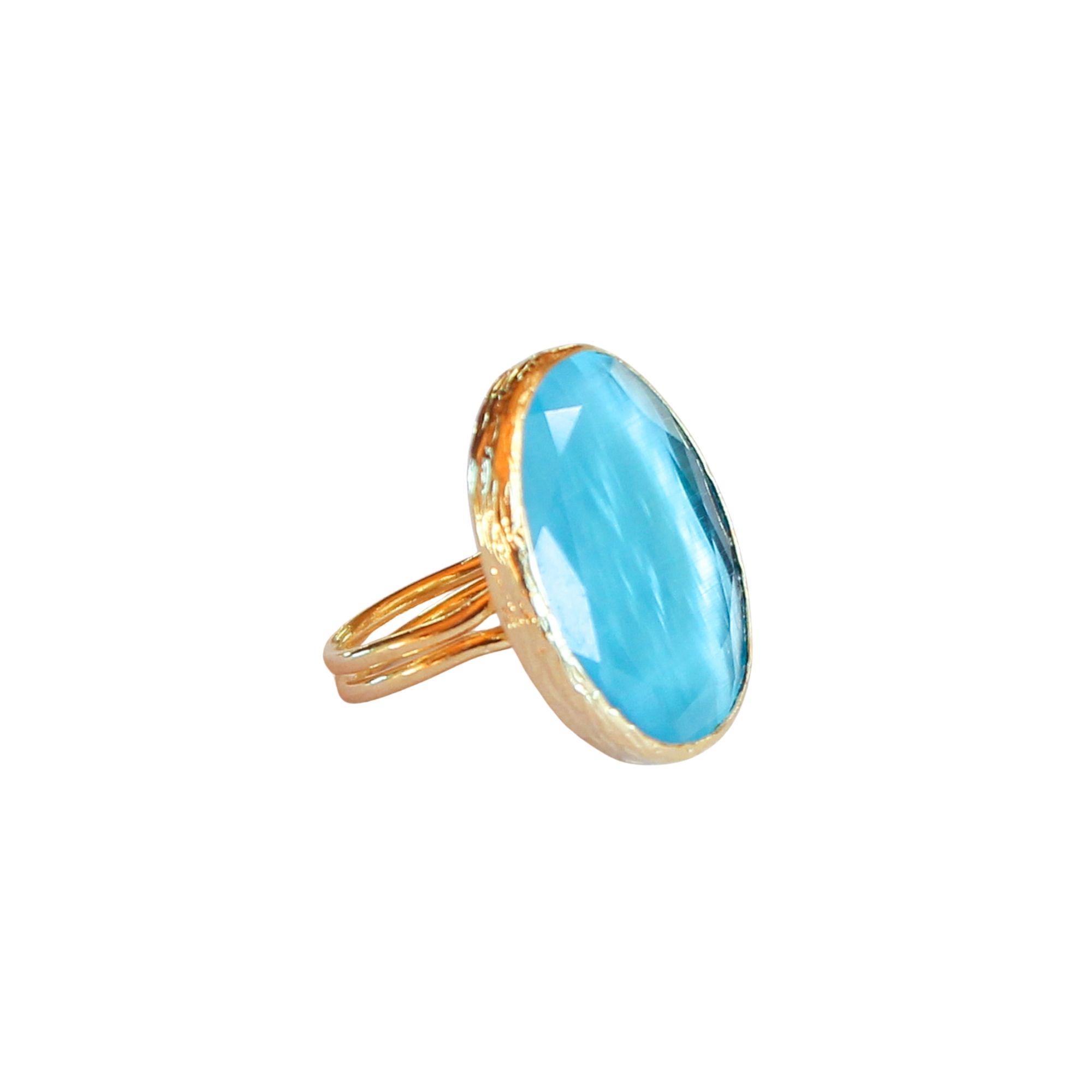 Anillo ajustable Deniz Turquesa - Baño de oro 22 k-2