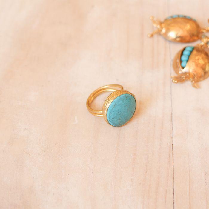 Anillo ajustable turco turquesa M-1