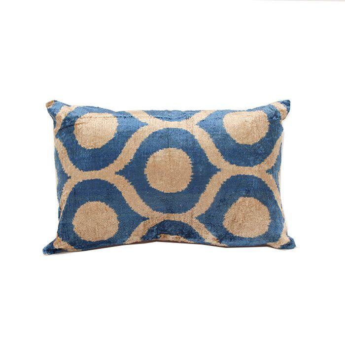 Cojín de terciopelo de seda 60x40 cms Ibrahim celeste-0