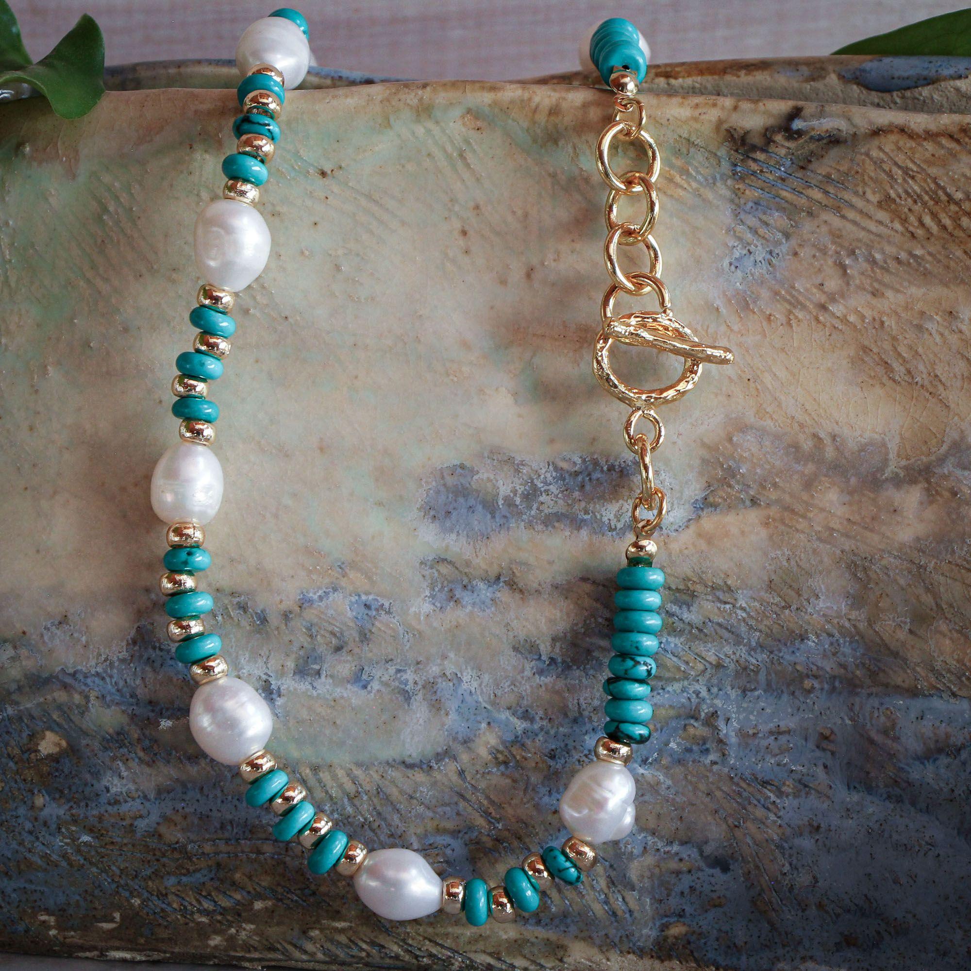 Collar Miray Turquesa y Perlas-2