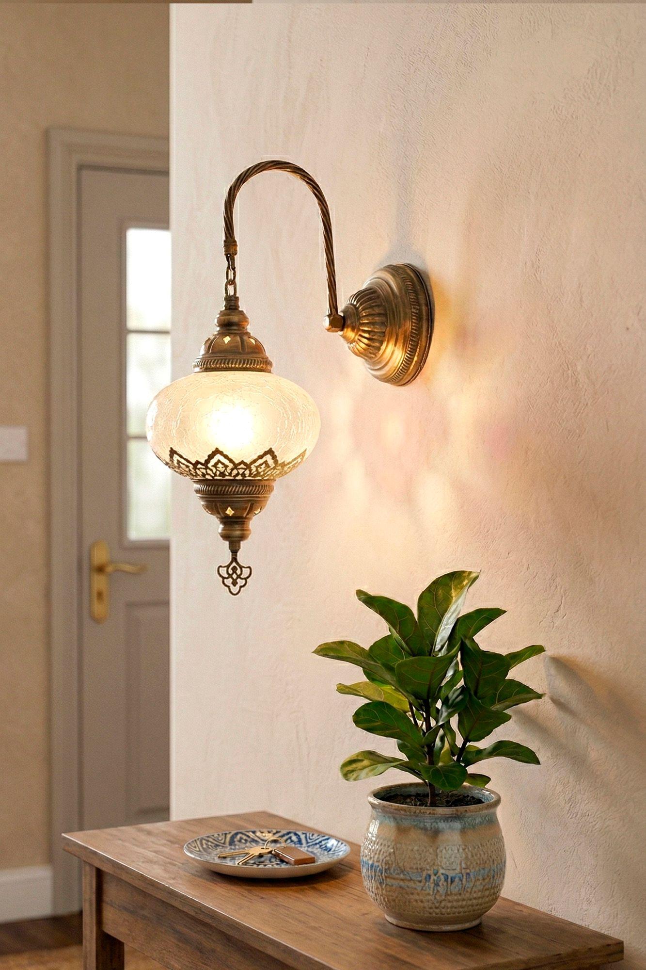 Lámpara turca de pared M Izmir blanca + ampolleta-0